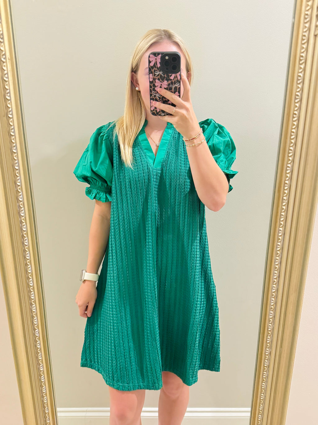 Green Textured Dress