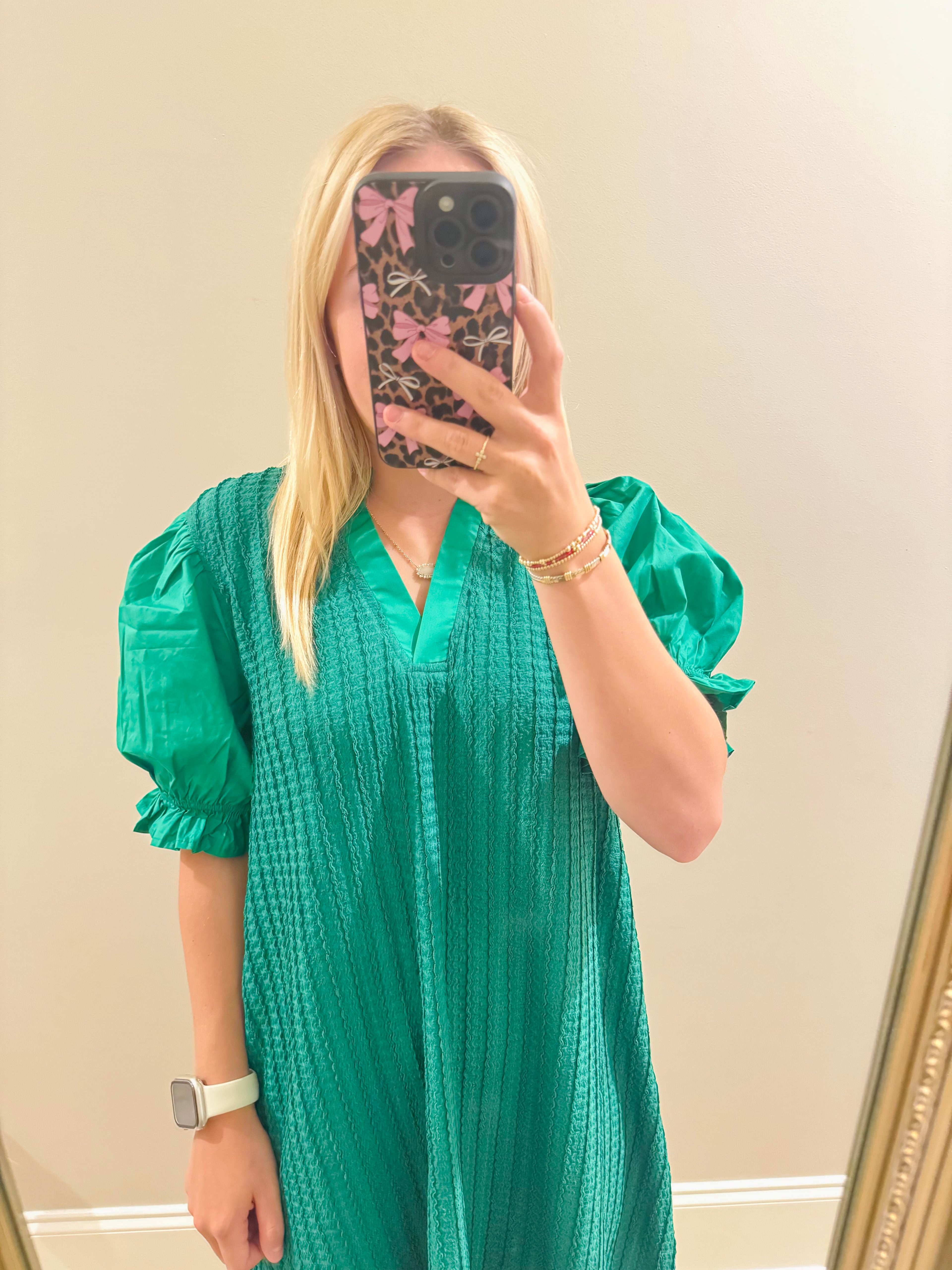 Green Textured Dress