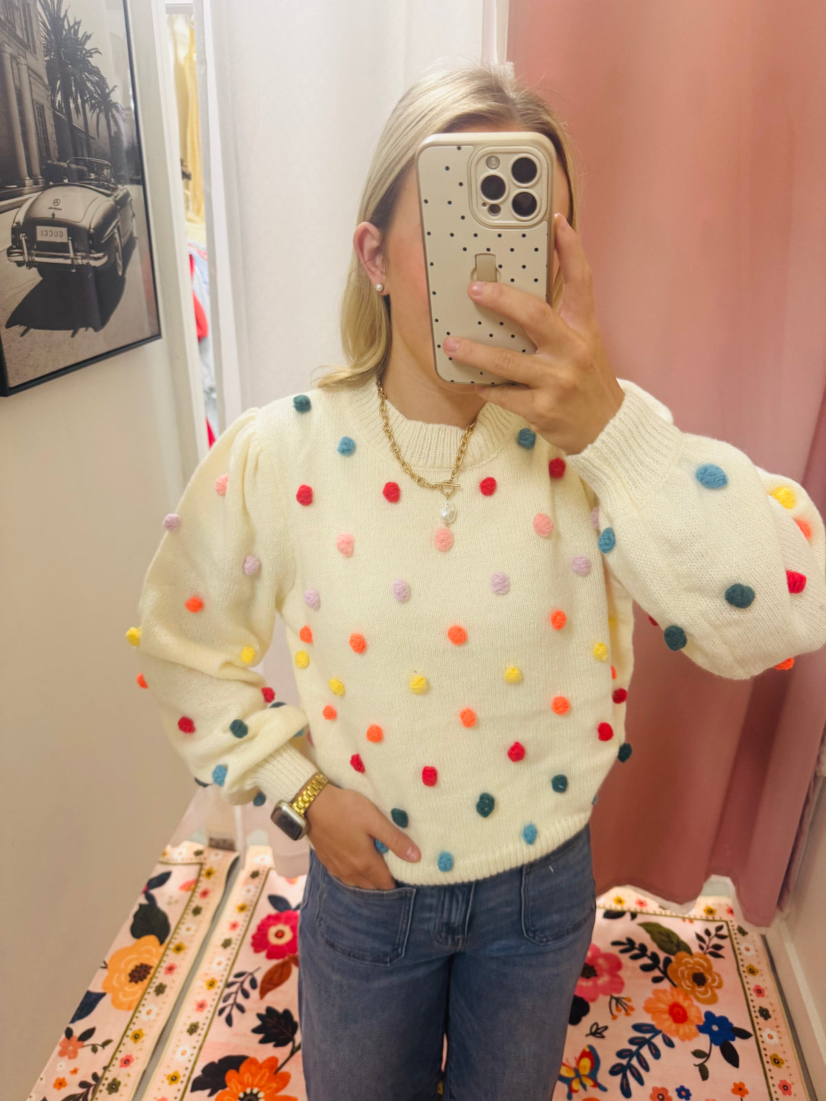Colorful PomPom Sweater