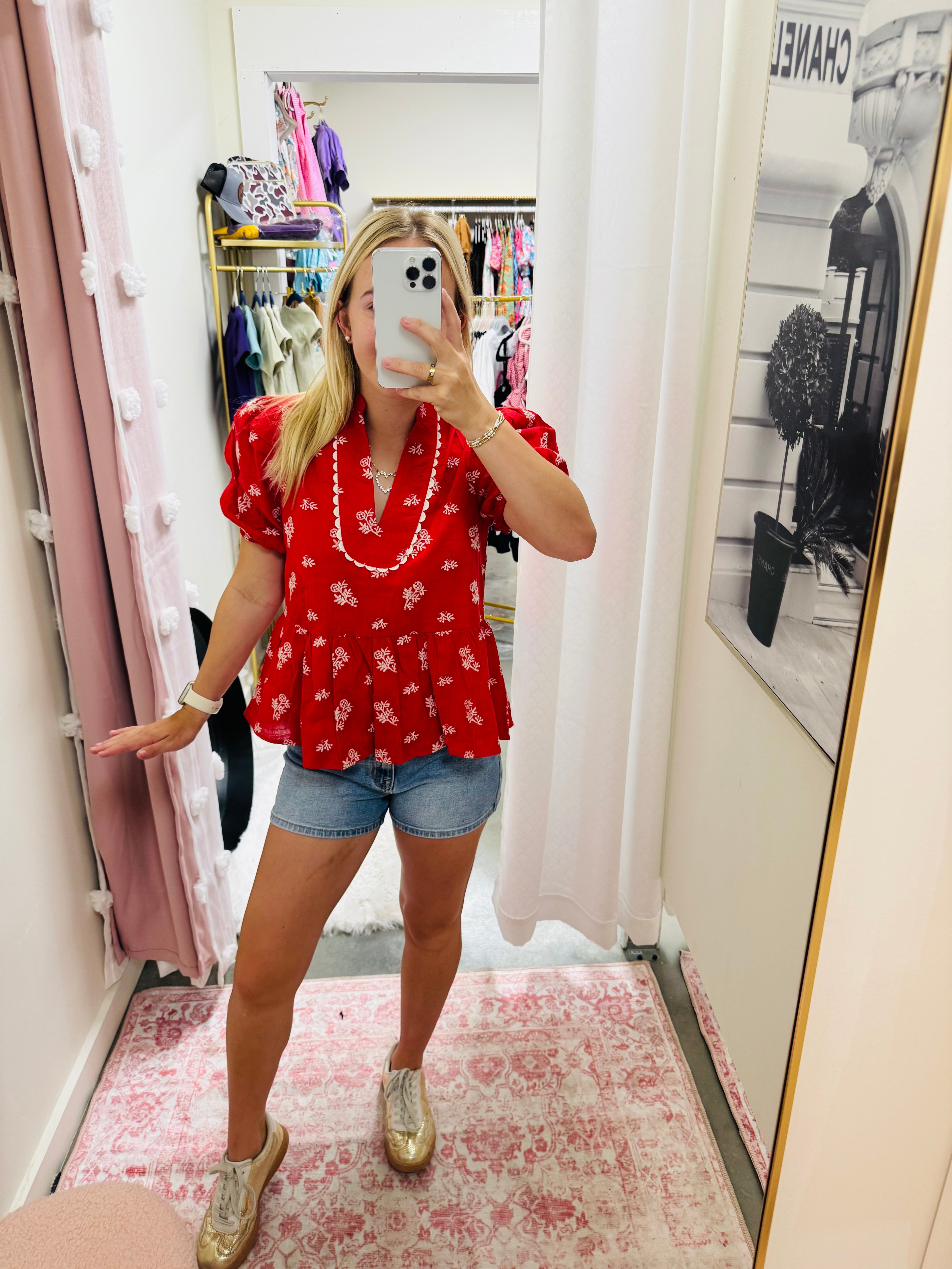 Red Peplum Blouse