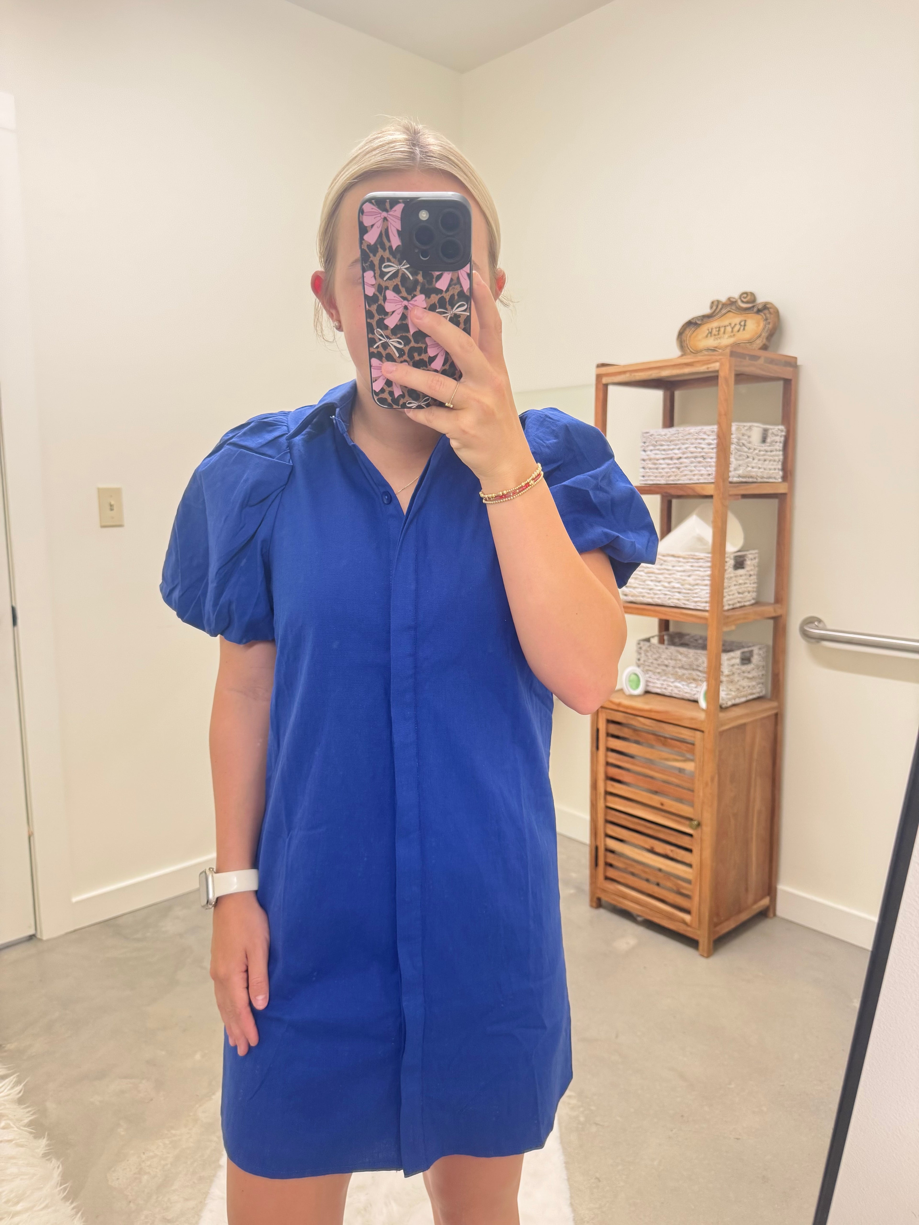 Royal Blue Puff Sleeve Dress