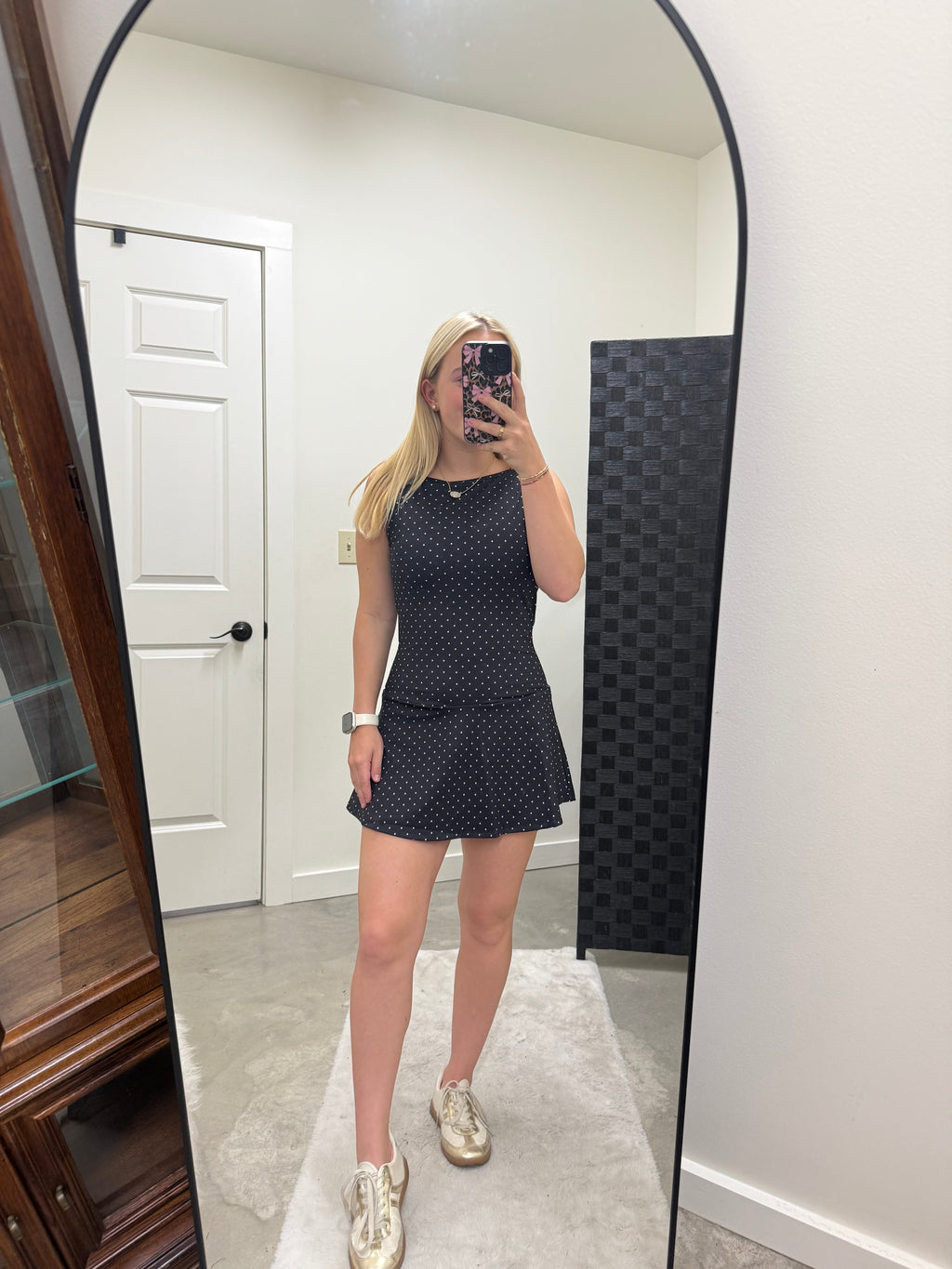 Black Polka Dot Athletic Dress