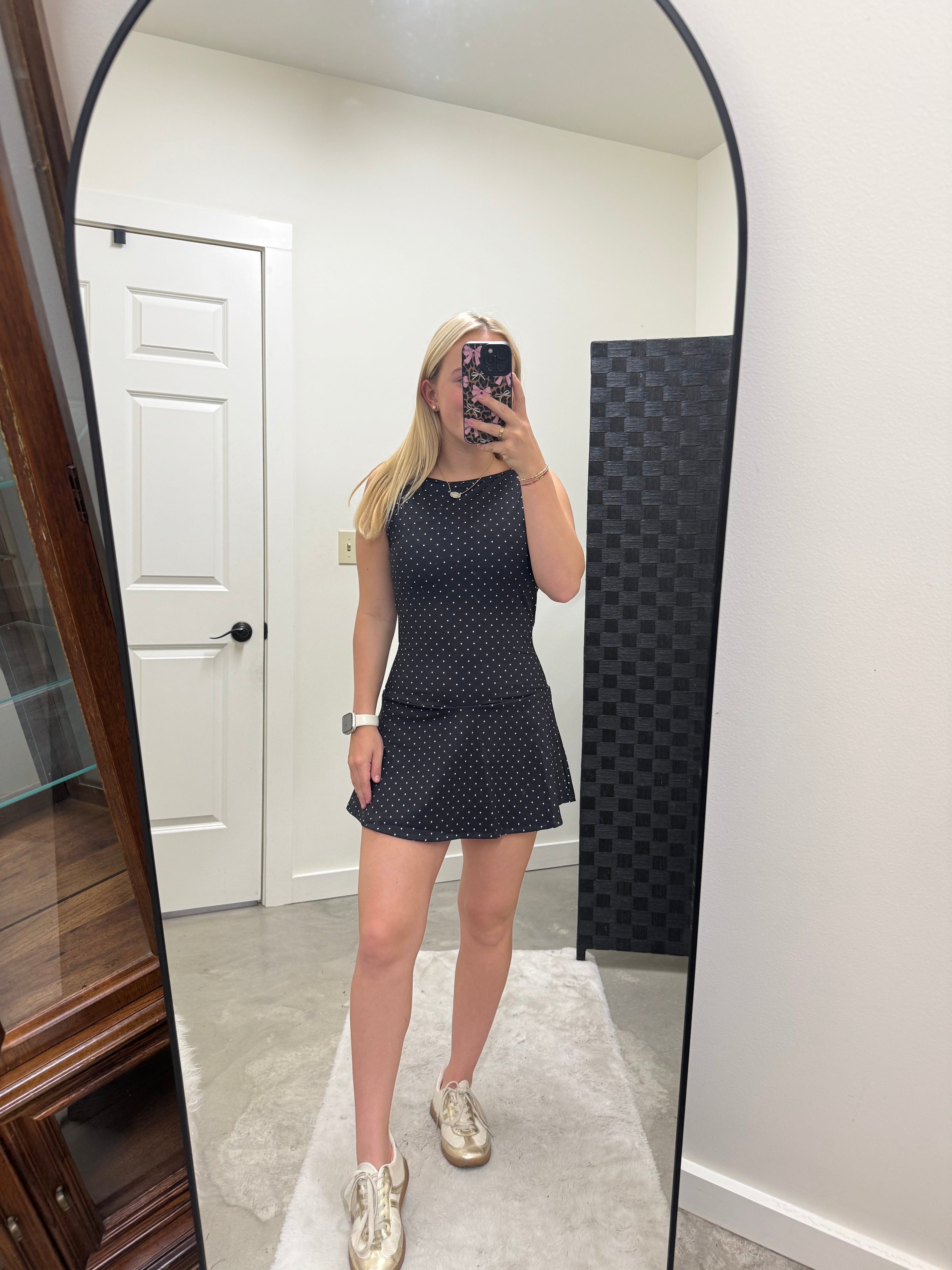 Black Polka Dot Athletic Dress