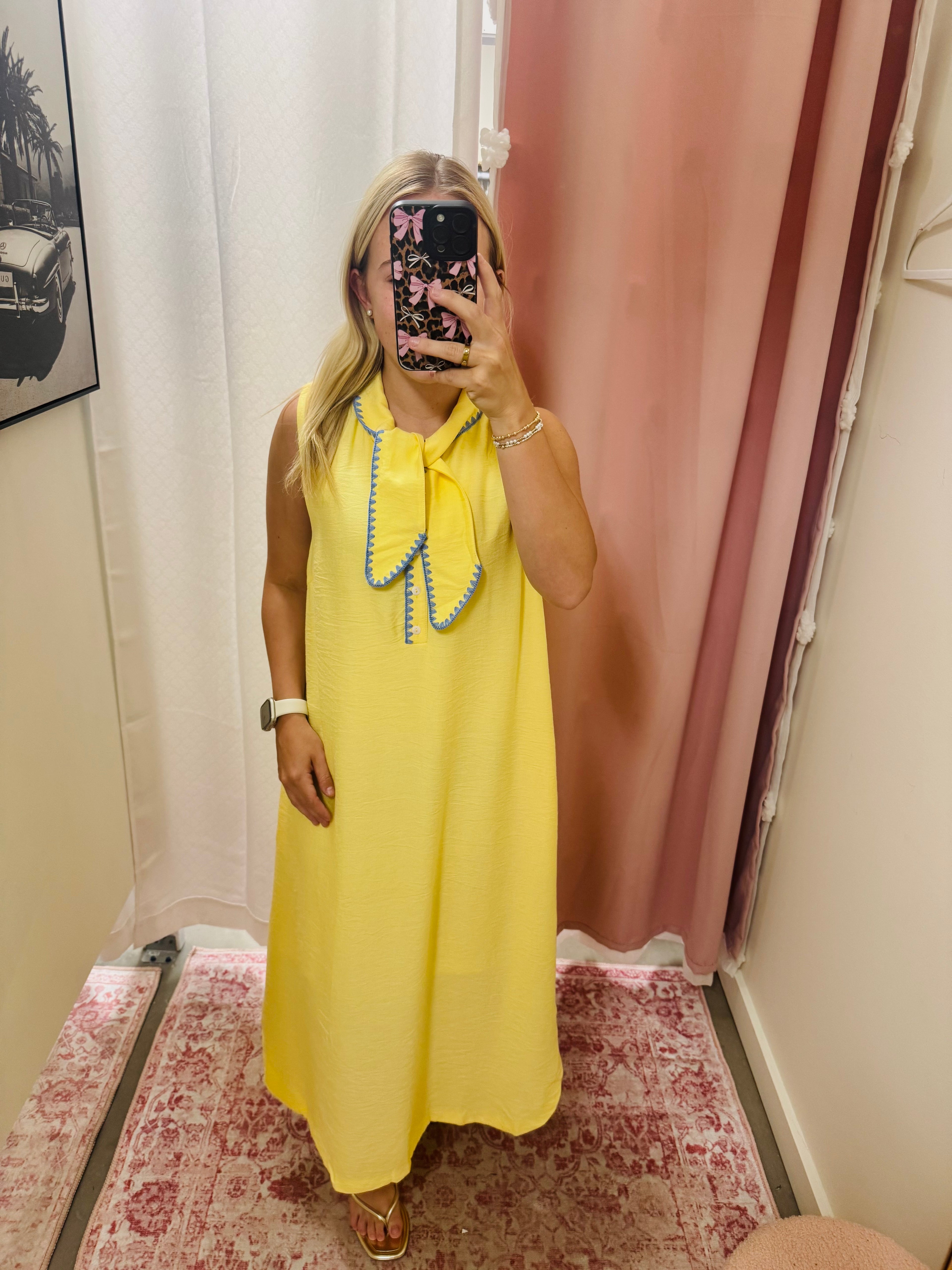 Lemon Linen Maxi Dress