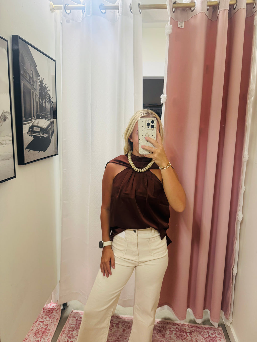 Chocolate Satin Drape Blouse