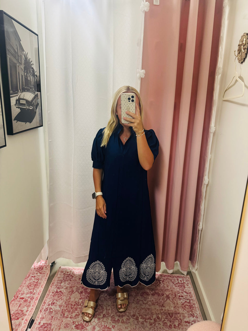 Navy Embroidered Maxi Dress