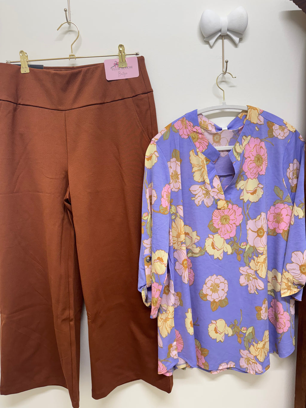 Plus Wide Rust Cropped Pants