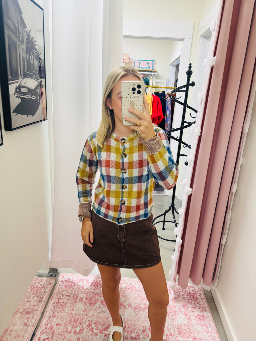 Multi Color Checkered Cardigan