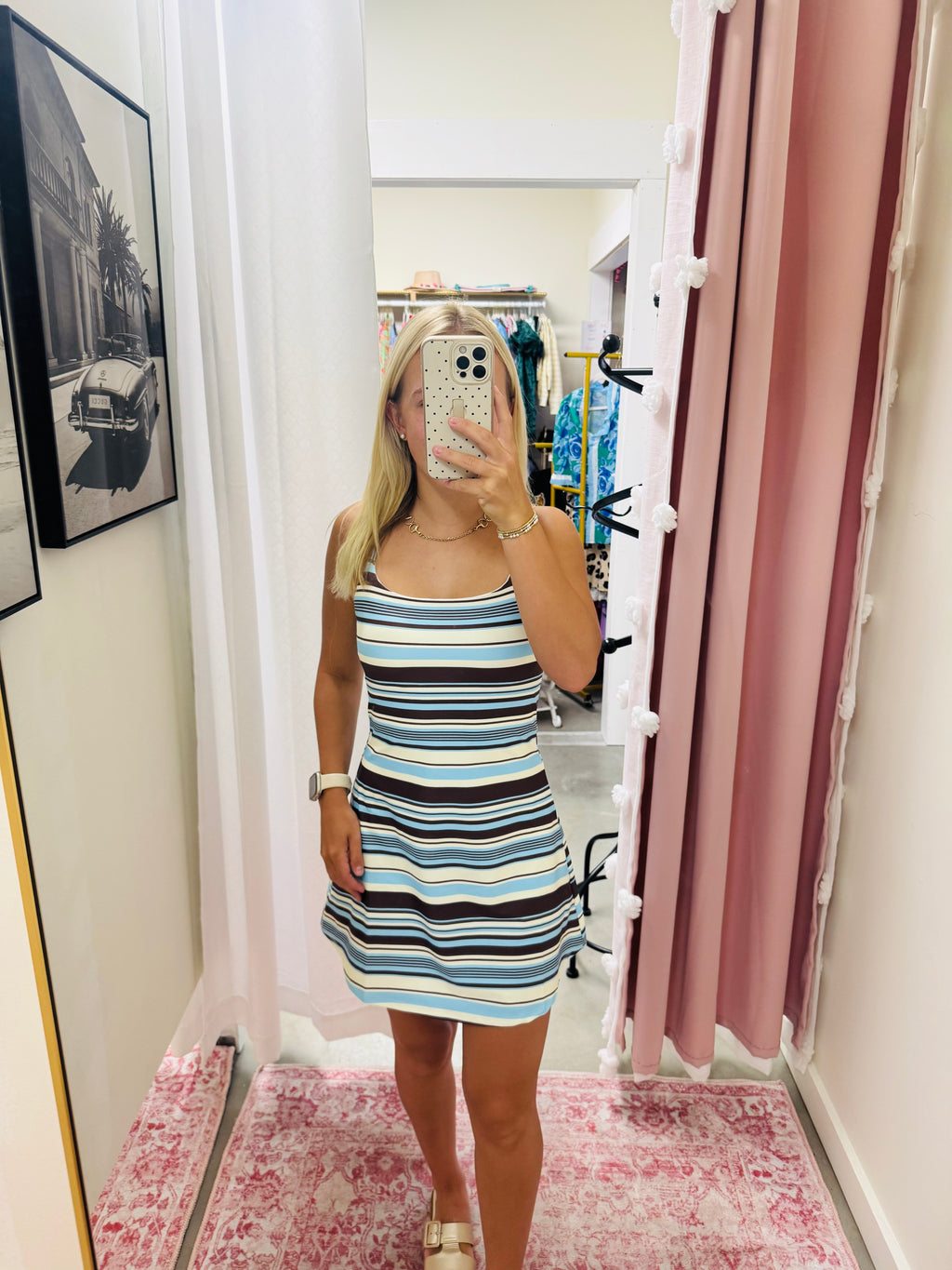 Brown and Blue Stripe Athletic Dress