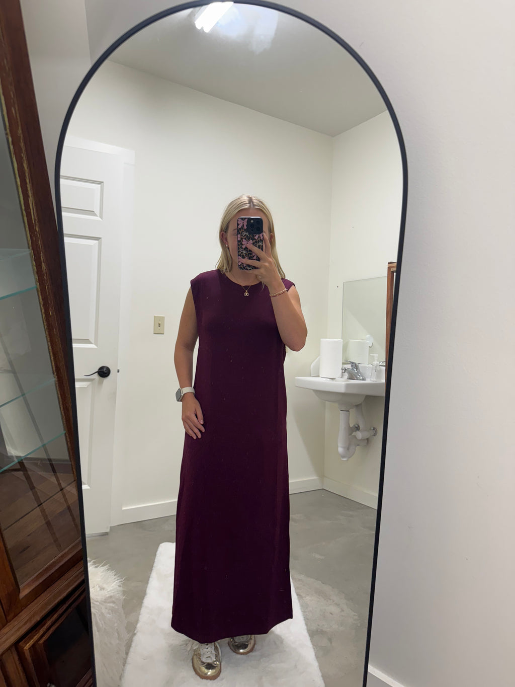 Long Soft Stream Wine Dress