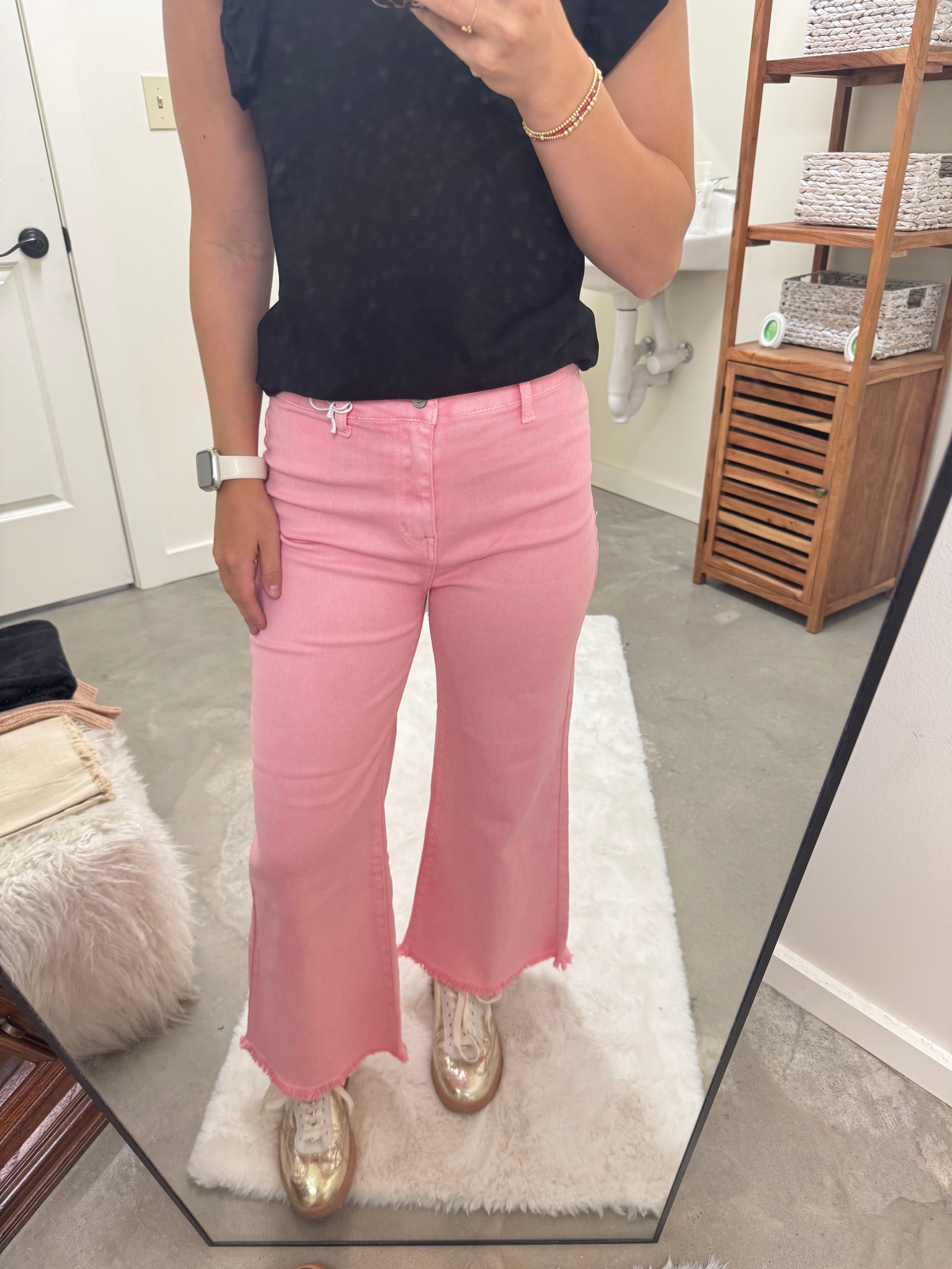 Cropped Baby Pink Jeans