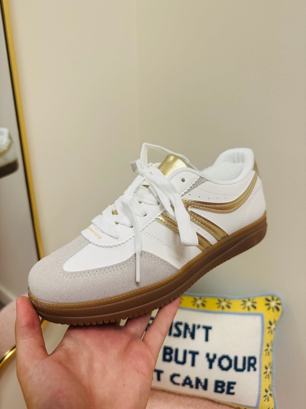 Gold and White Sneaker