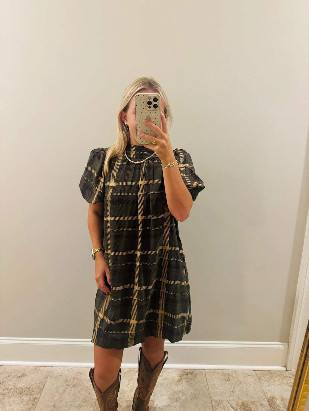 Fall Olive Plaid Dress