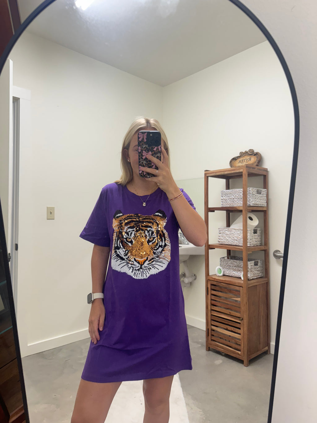 Purple Tiger Face Sequin Dress