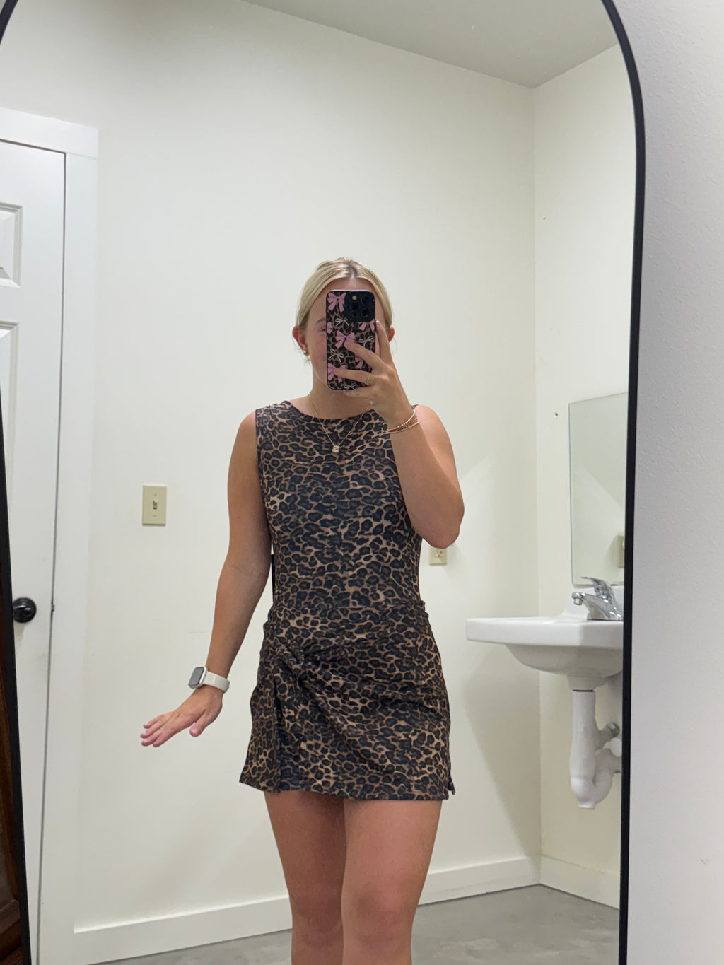 athletic wrap dress Love Language L / Pink trend slash neckline Anya Retro Floral Athletic Wrap