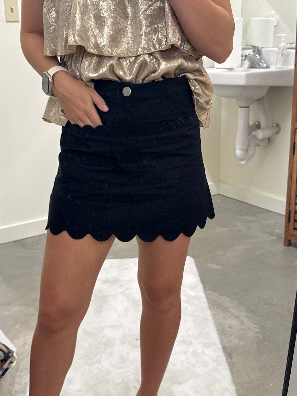 Black Scalloped Skirt