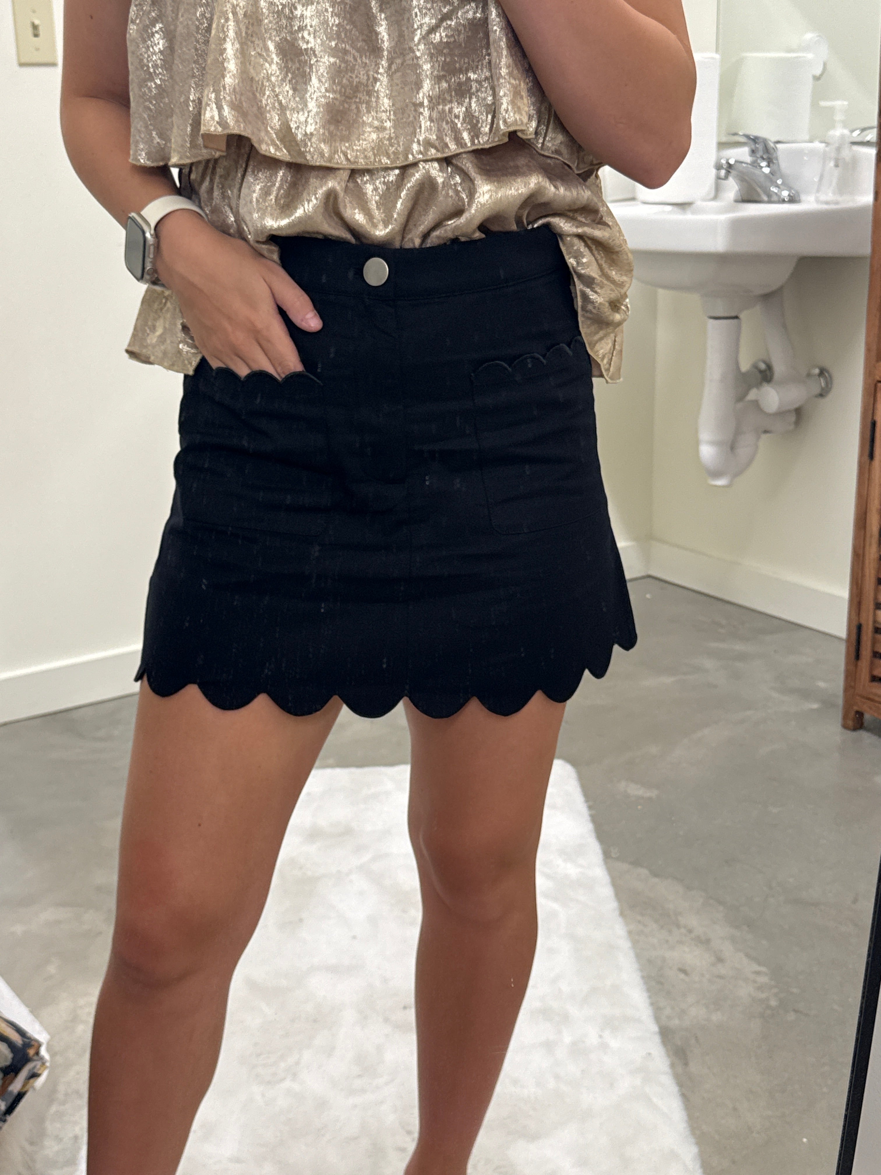 Black Scalloped Skirt