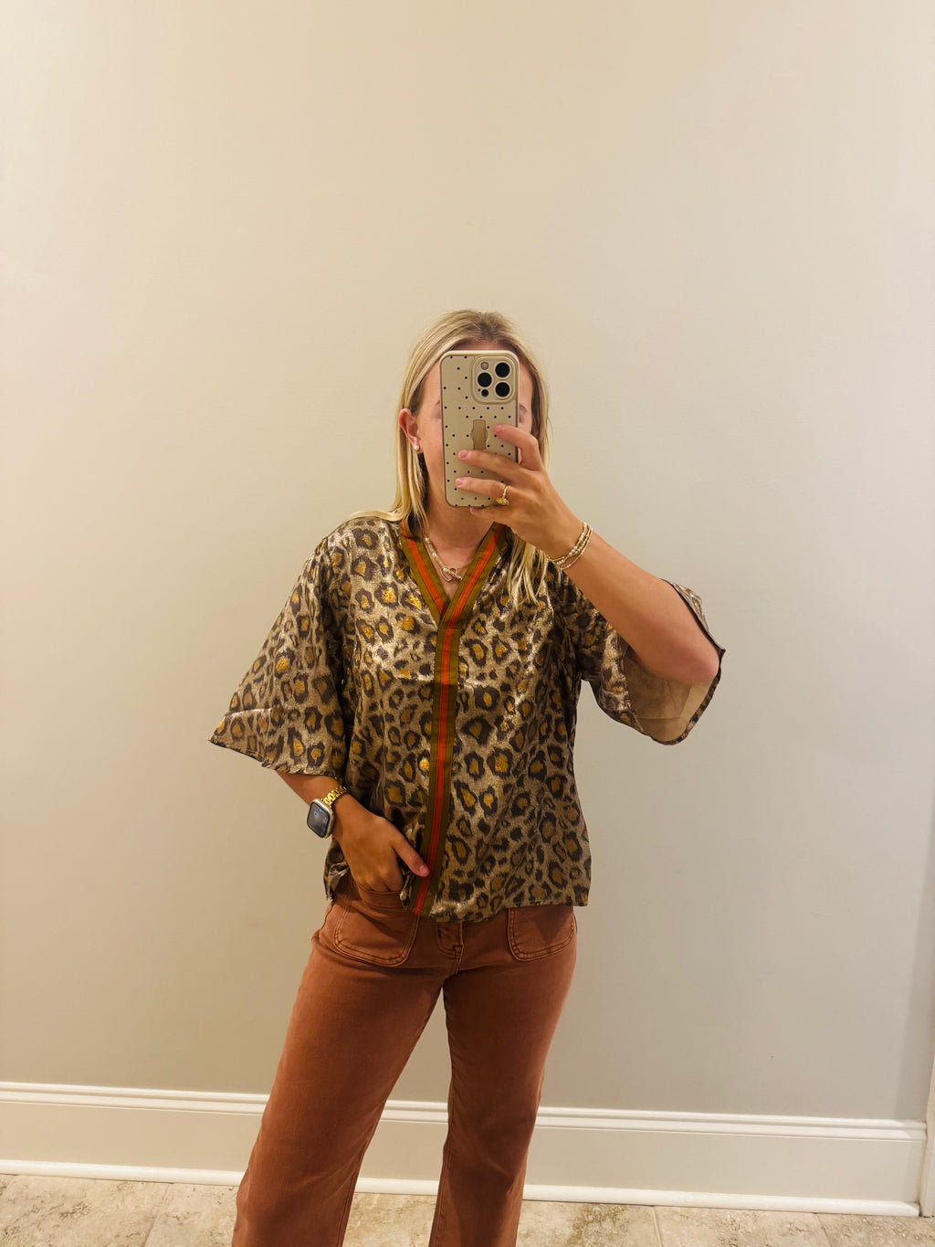 Silk Metallic Leopard Top