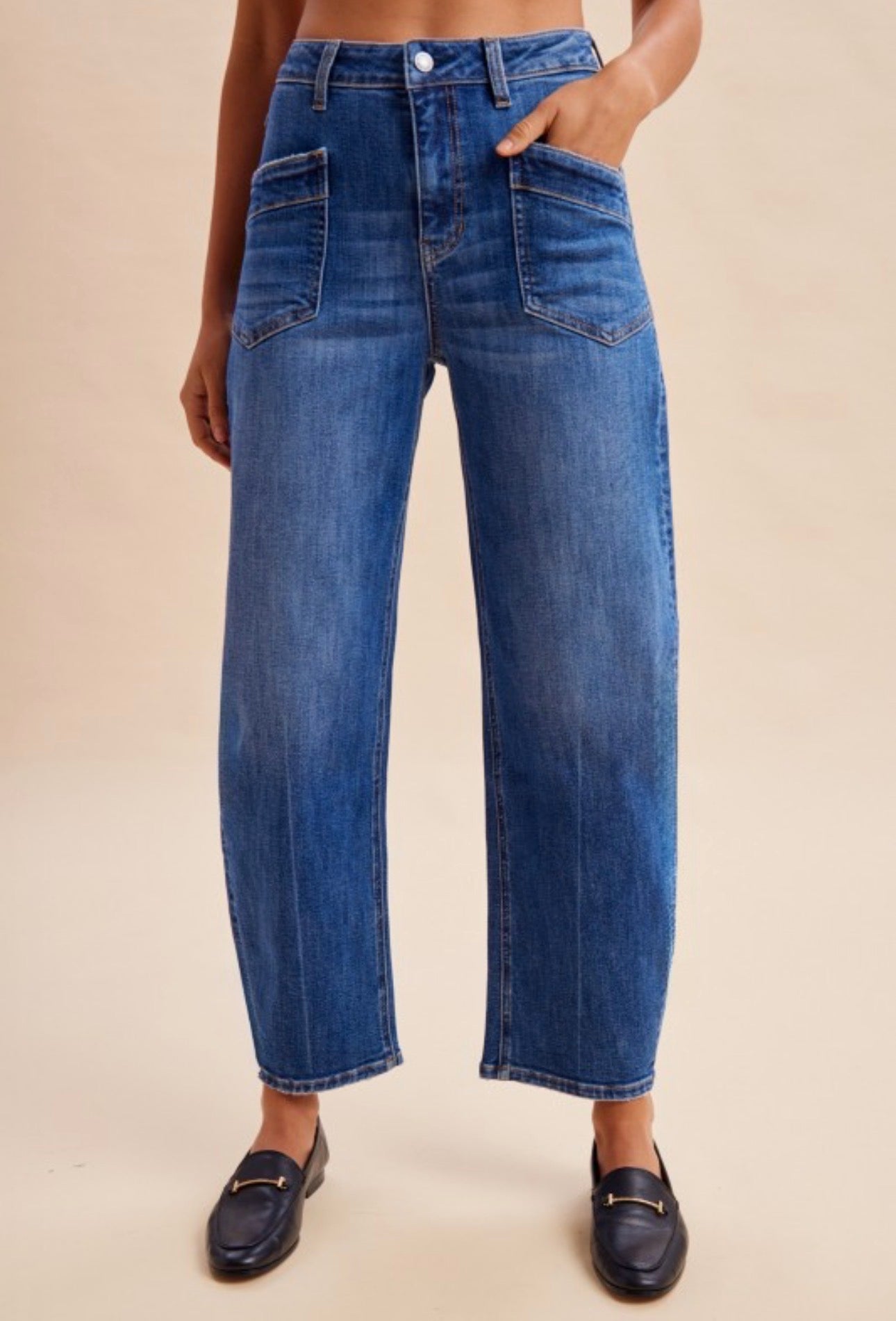 Dark Denim Slim Barrel Jeans