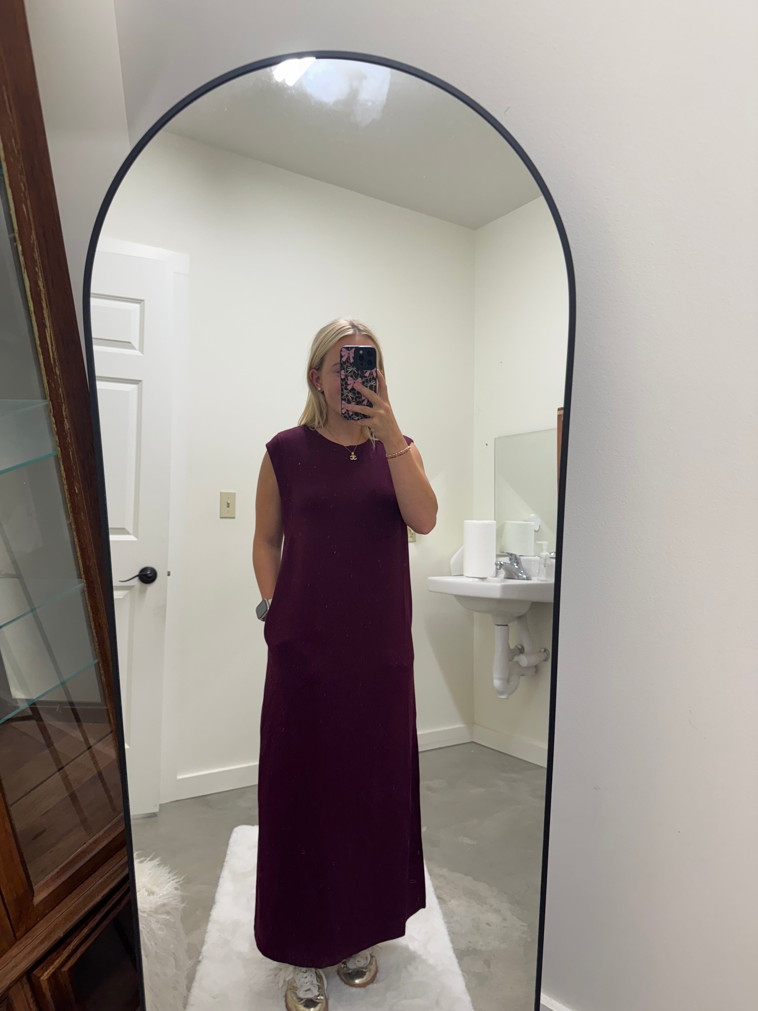 Long Soft Stream Wine Dress