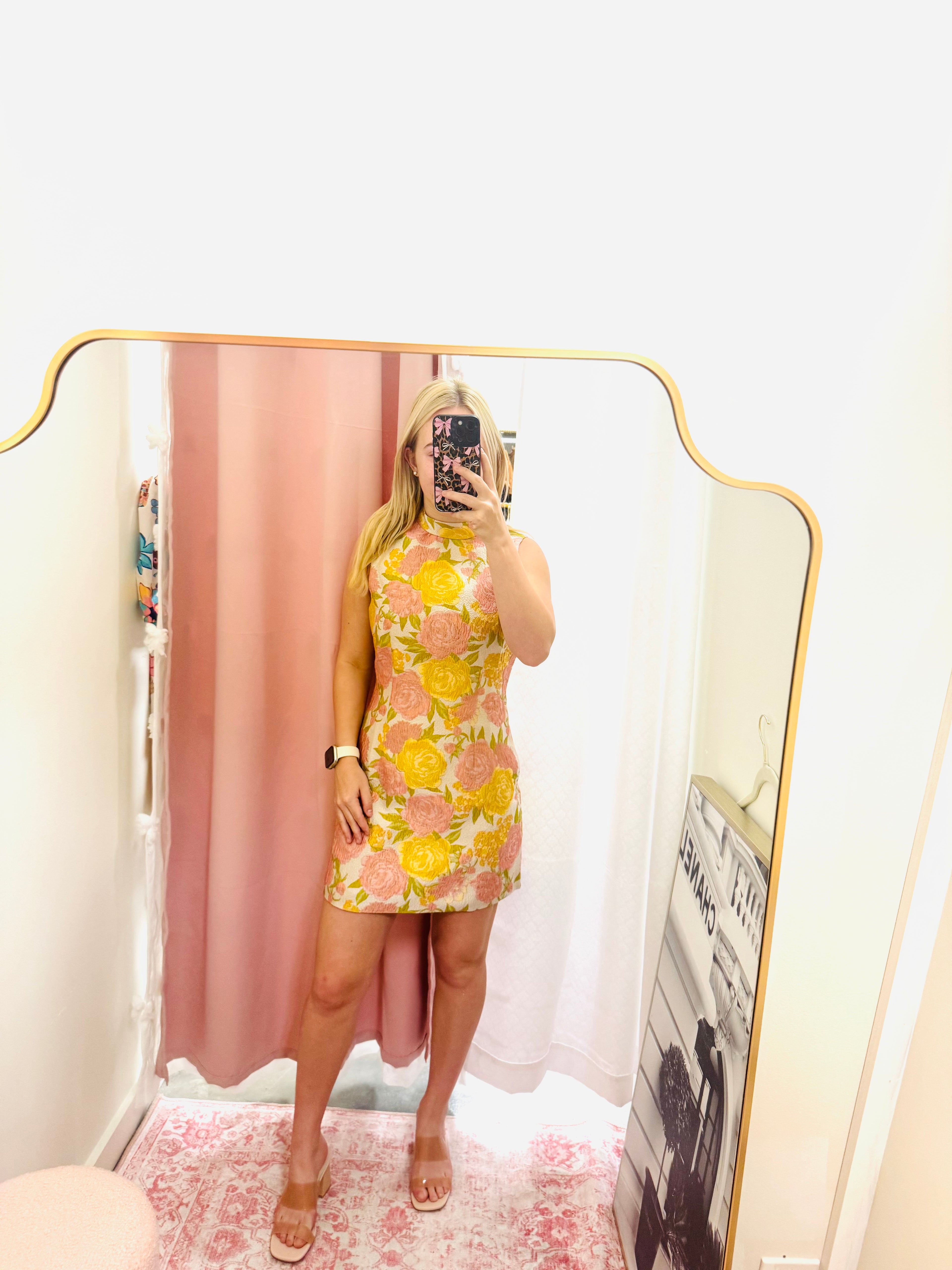 Mock Neck Floral Mini Dress
