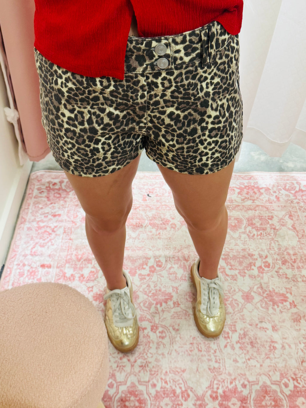 Leopard Twill Mini Shorts