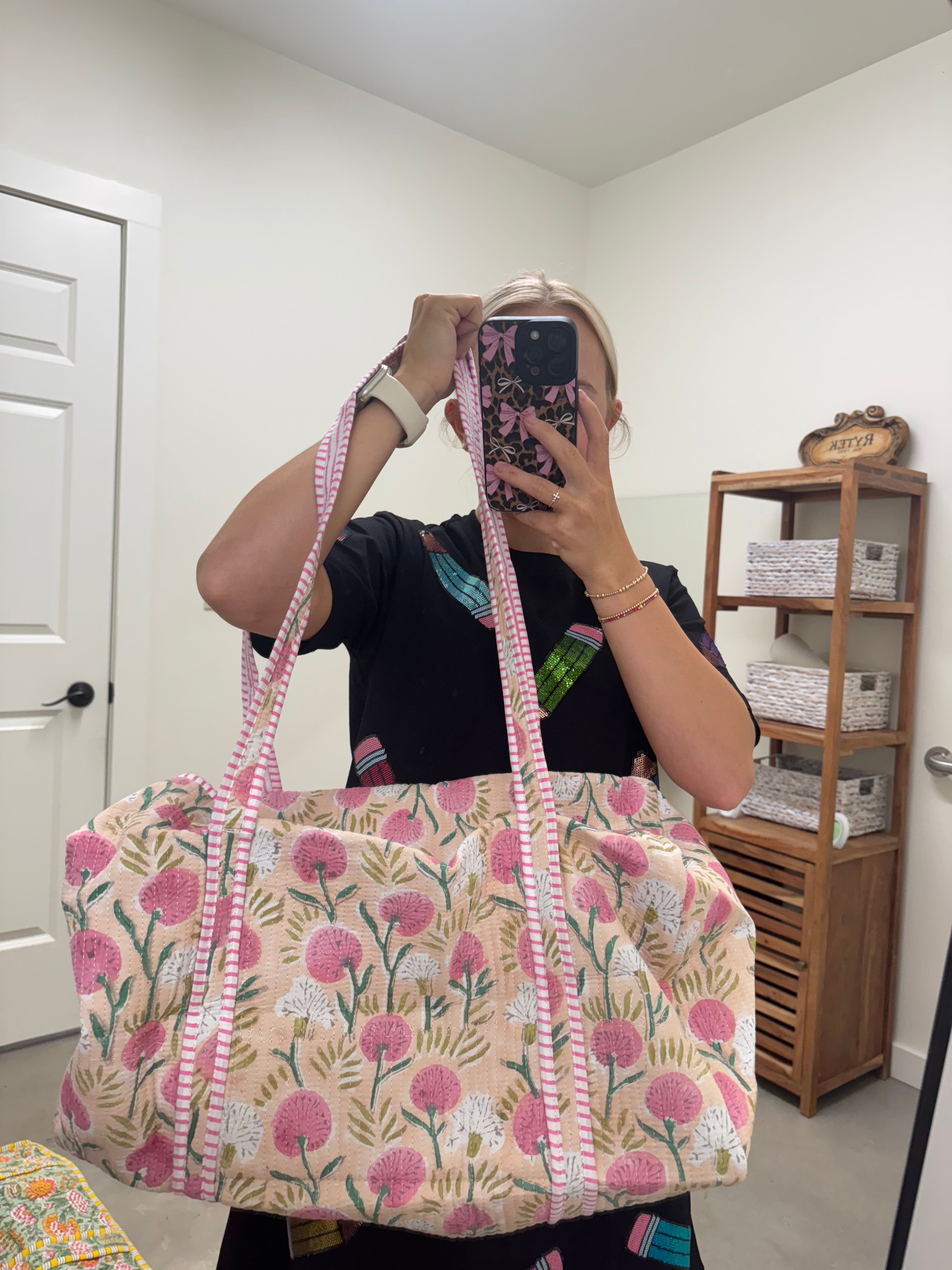 Pink and Cream Duffle