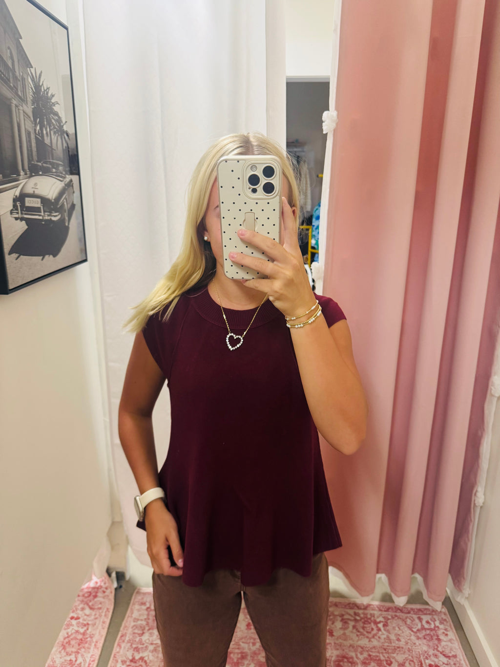 Wine Flowy Peplum Sweater