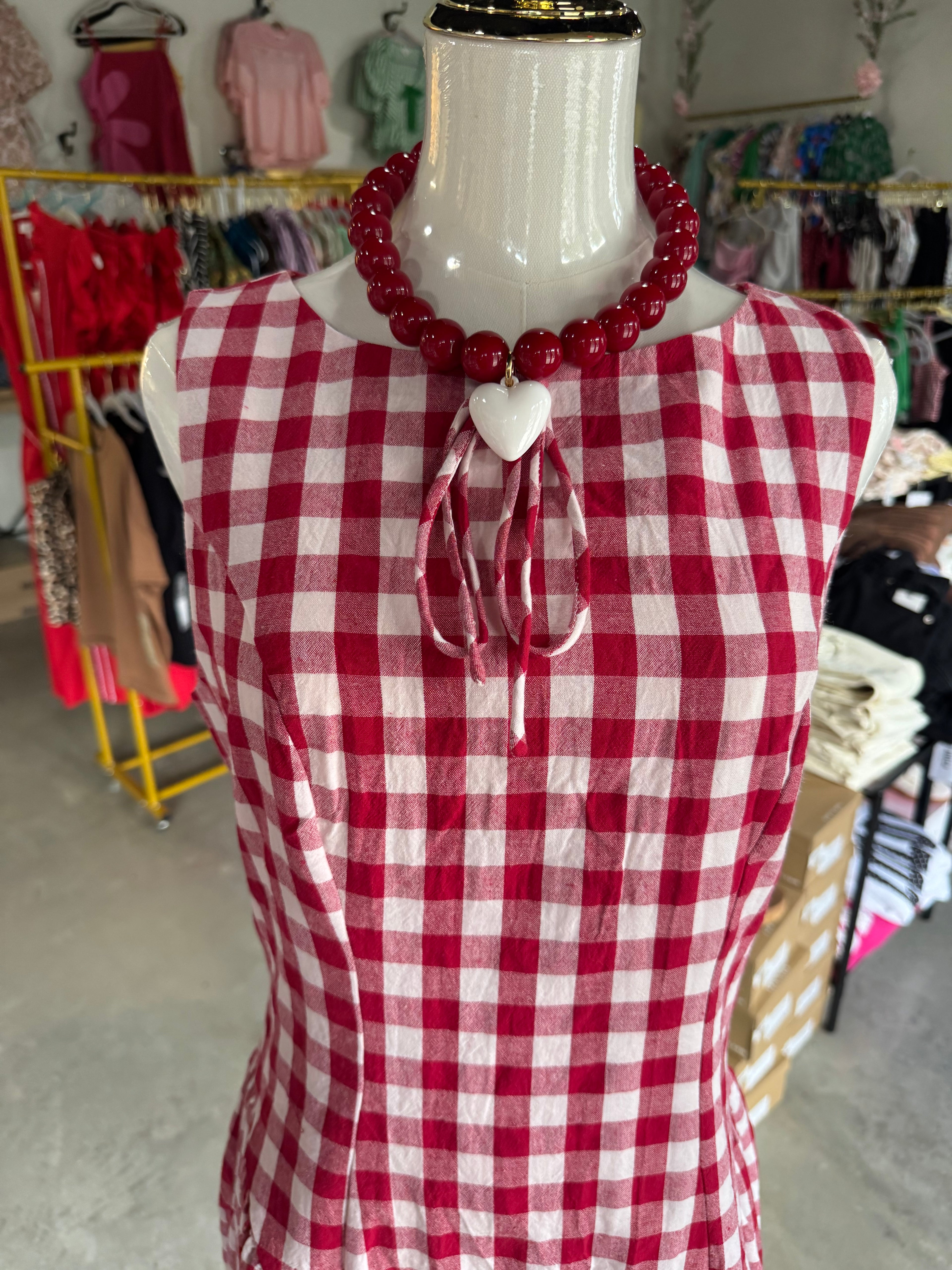 Burnt Red Chunky Heart Necklace