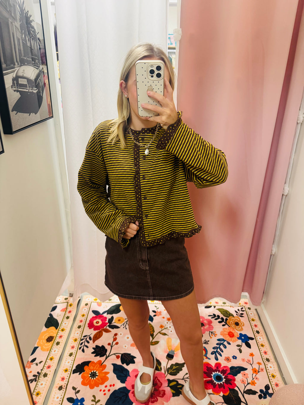 Brown and Mustard Patterned Cardigan