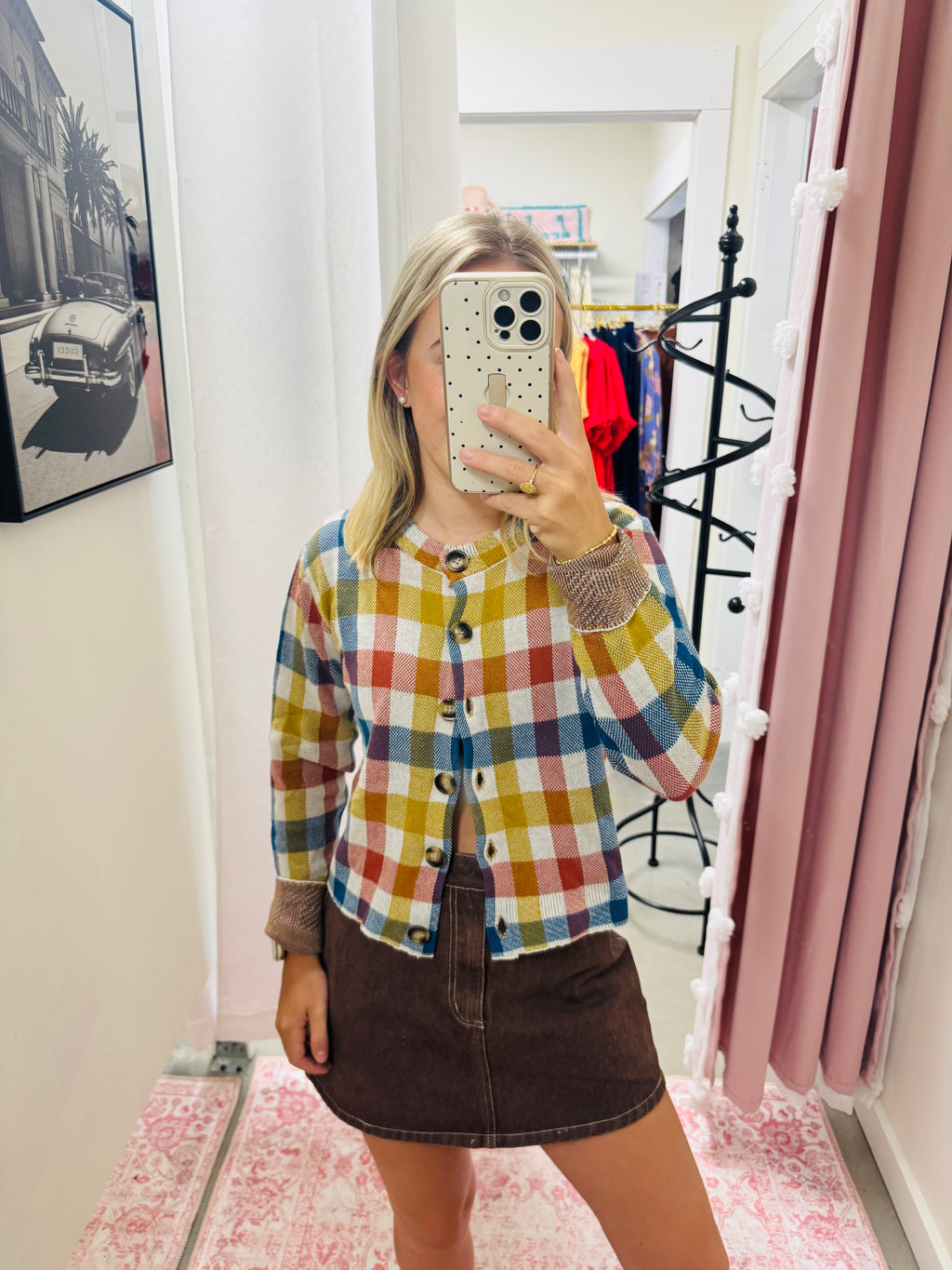 Multi Color Checkered Cardigan
