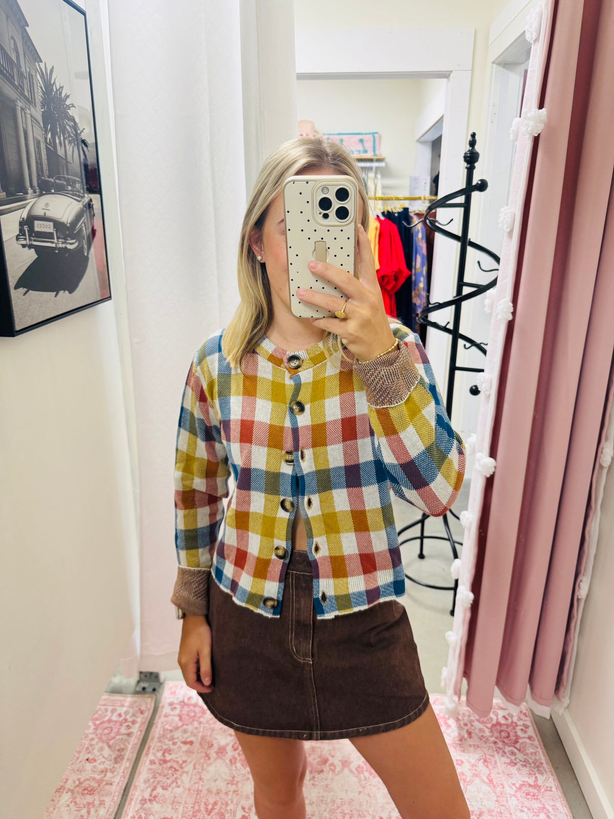 Multi Color Checkered Cardigan