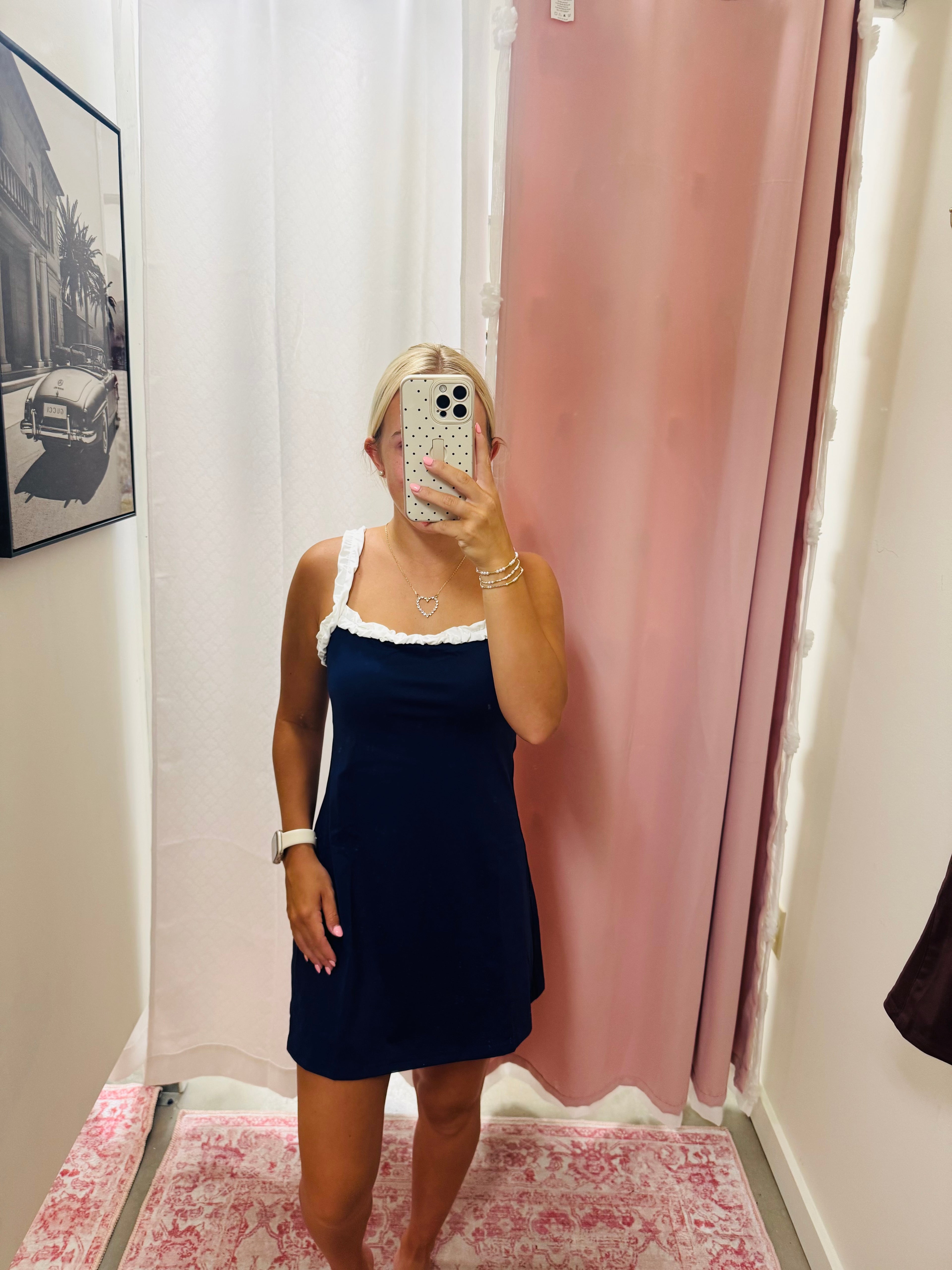 White and Navy Athletic Dress