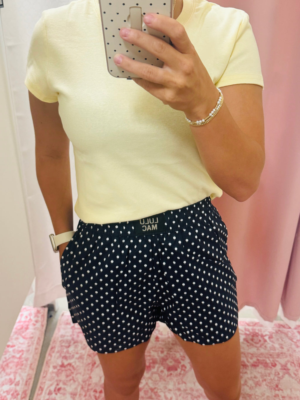 Lulu Mac Navy Polka Shorts