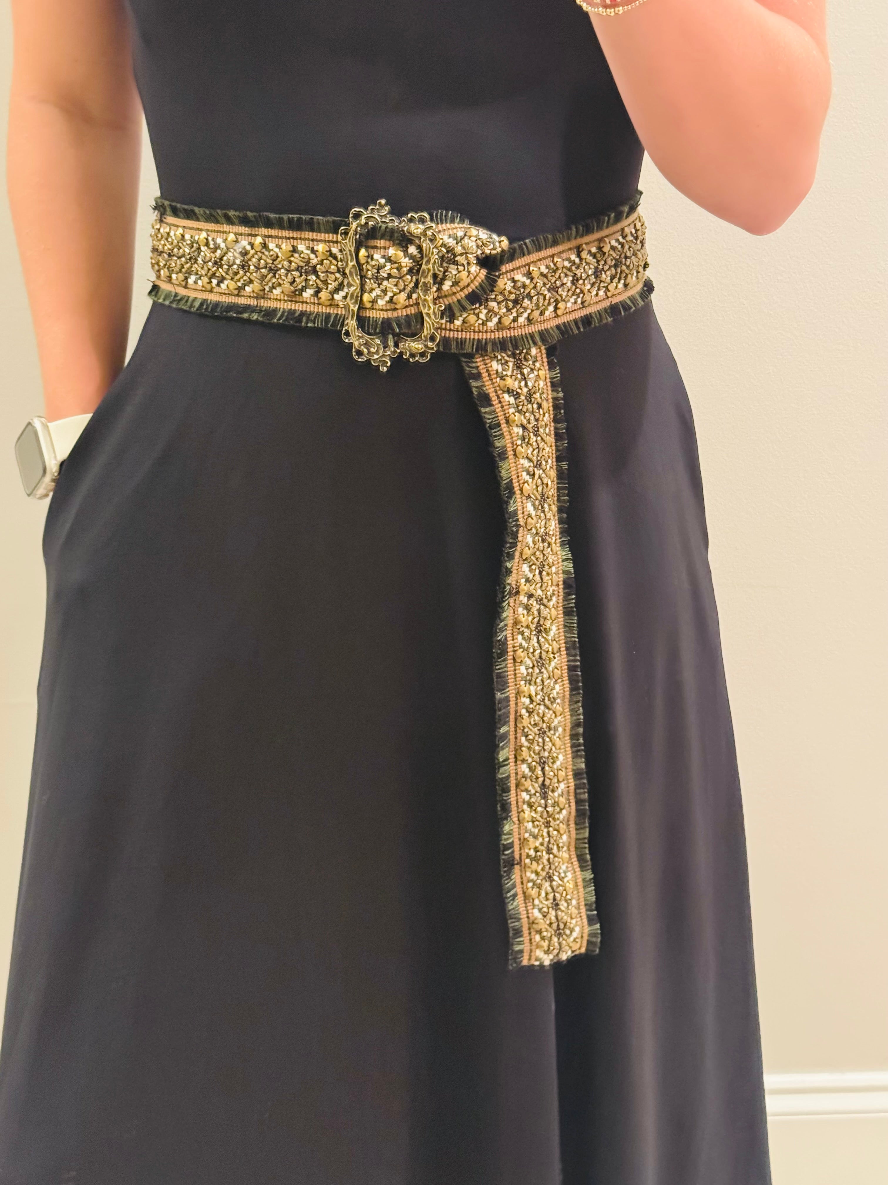 Deep Green Beaded Belt