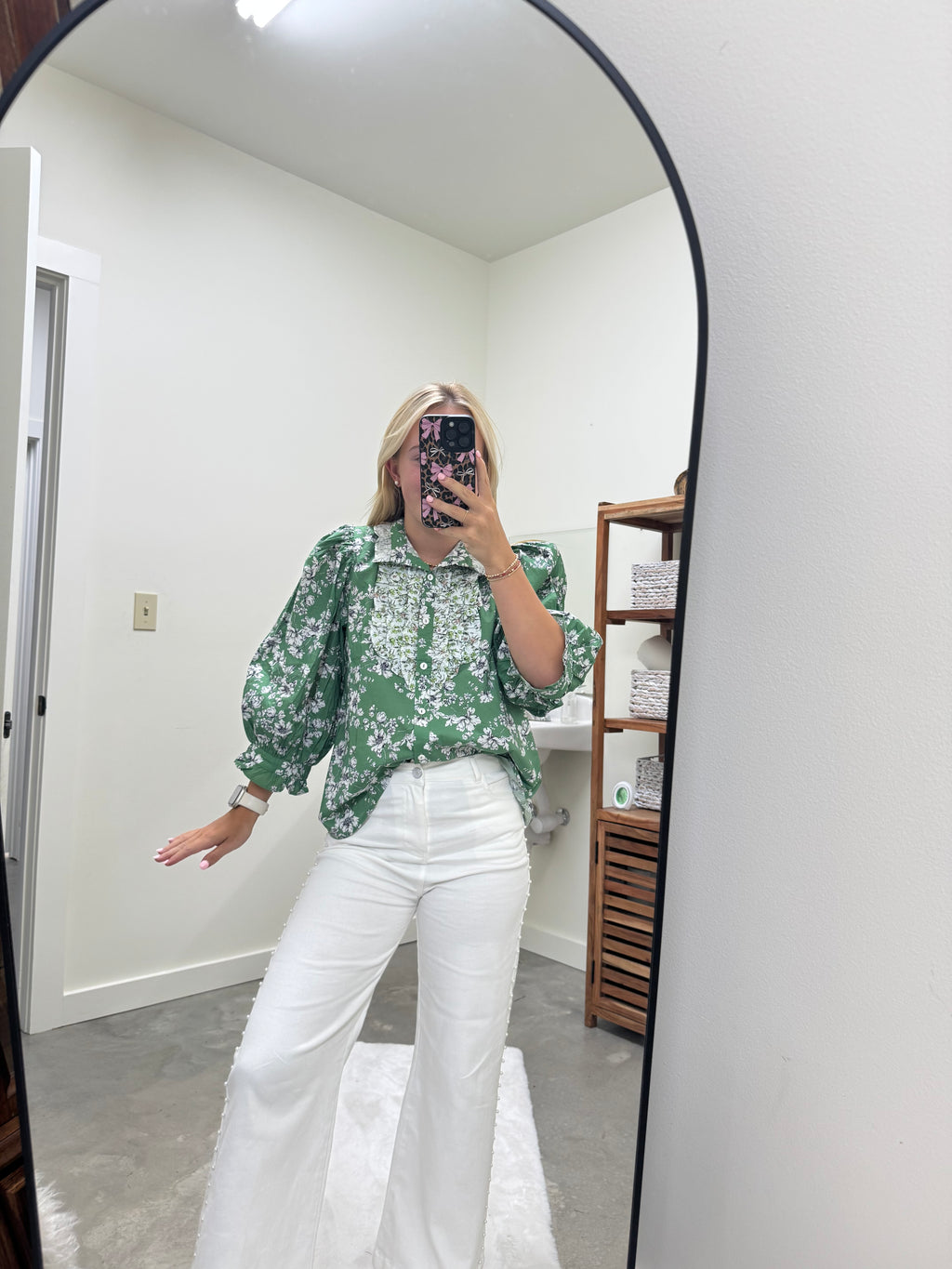 Olive Floral Top