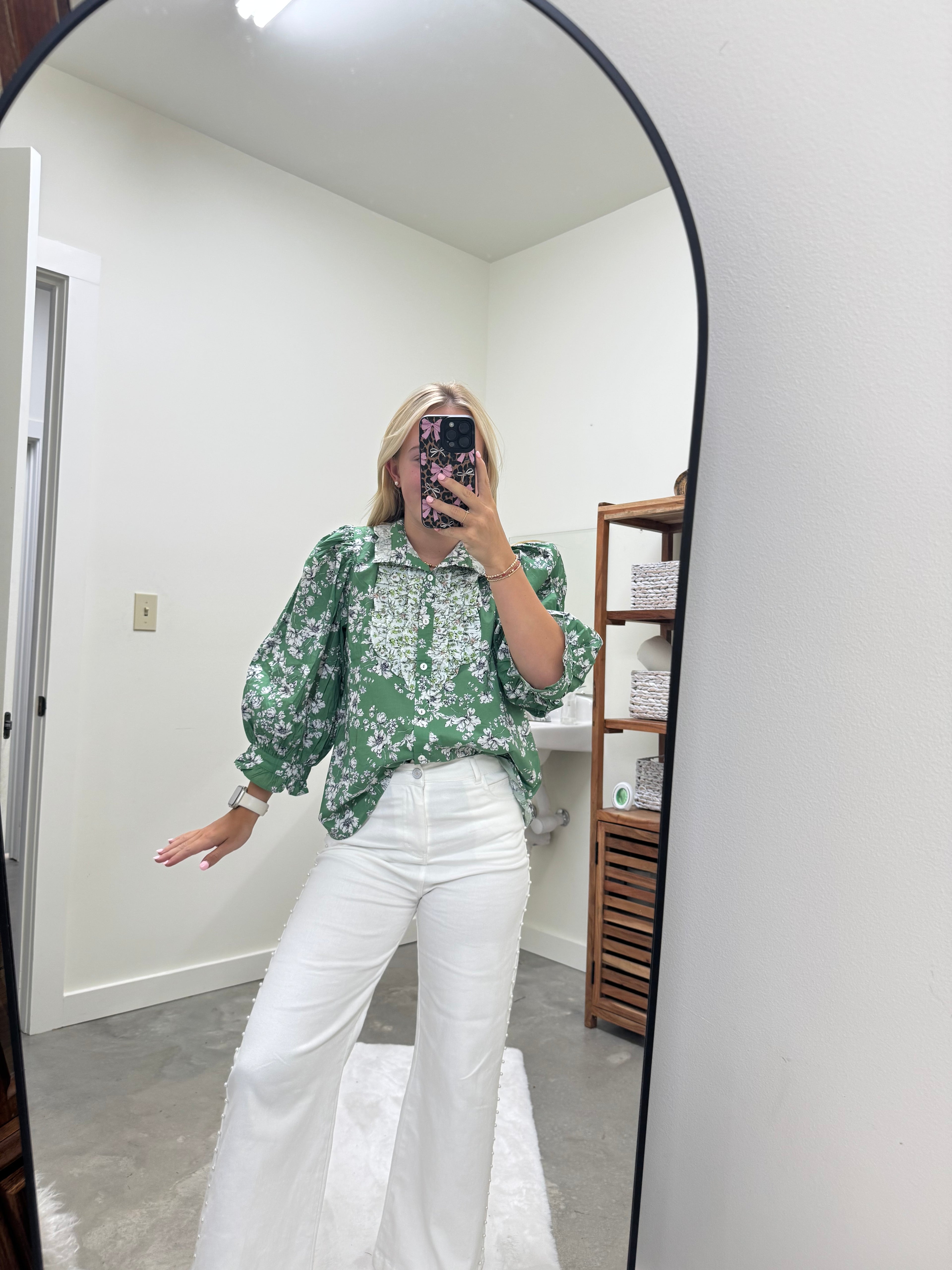 Olive Floral Top