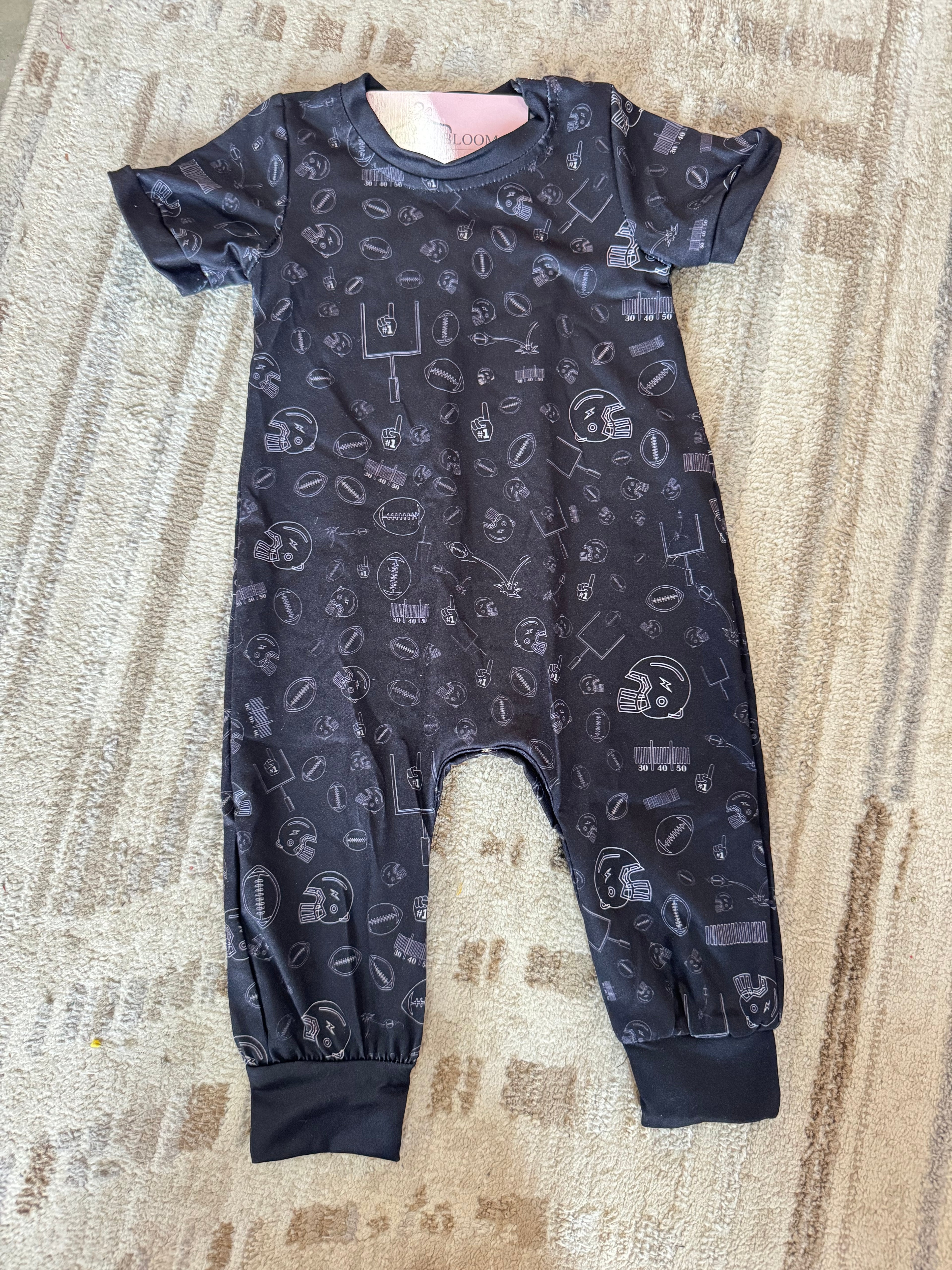 Black Football Romper