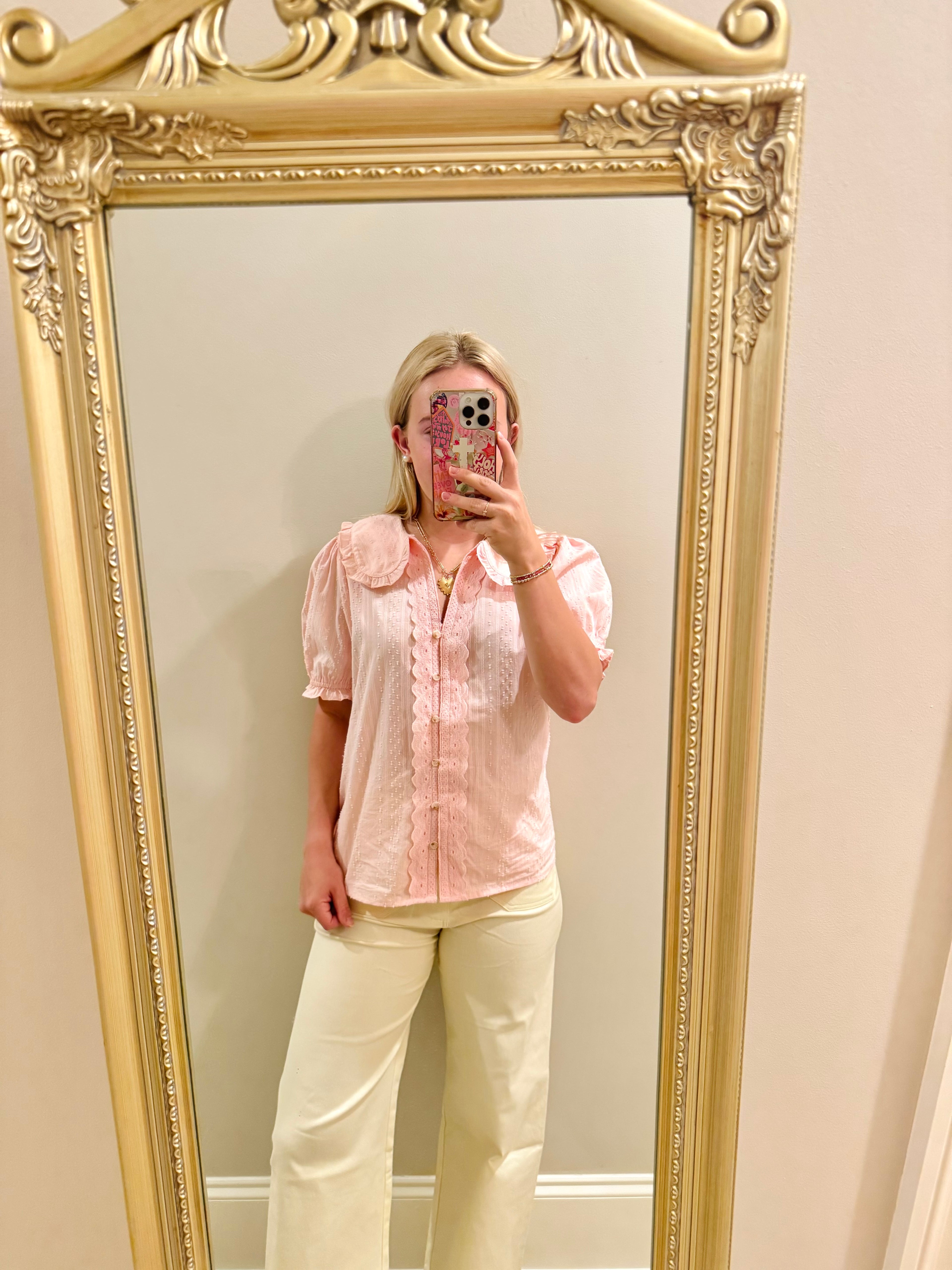 Babydoll Pink Collar Top