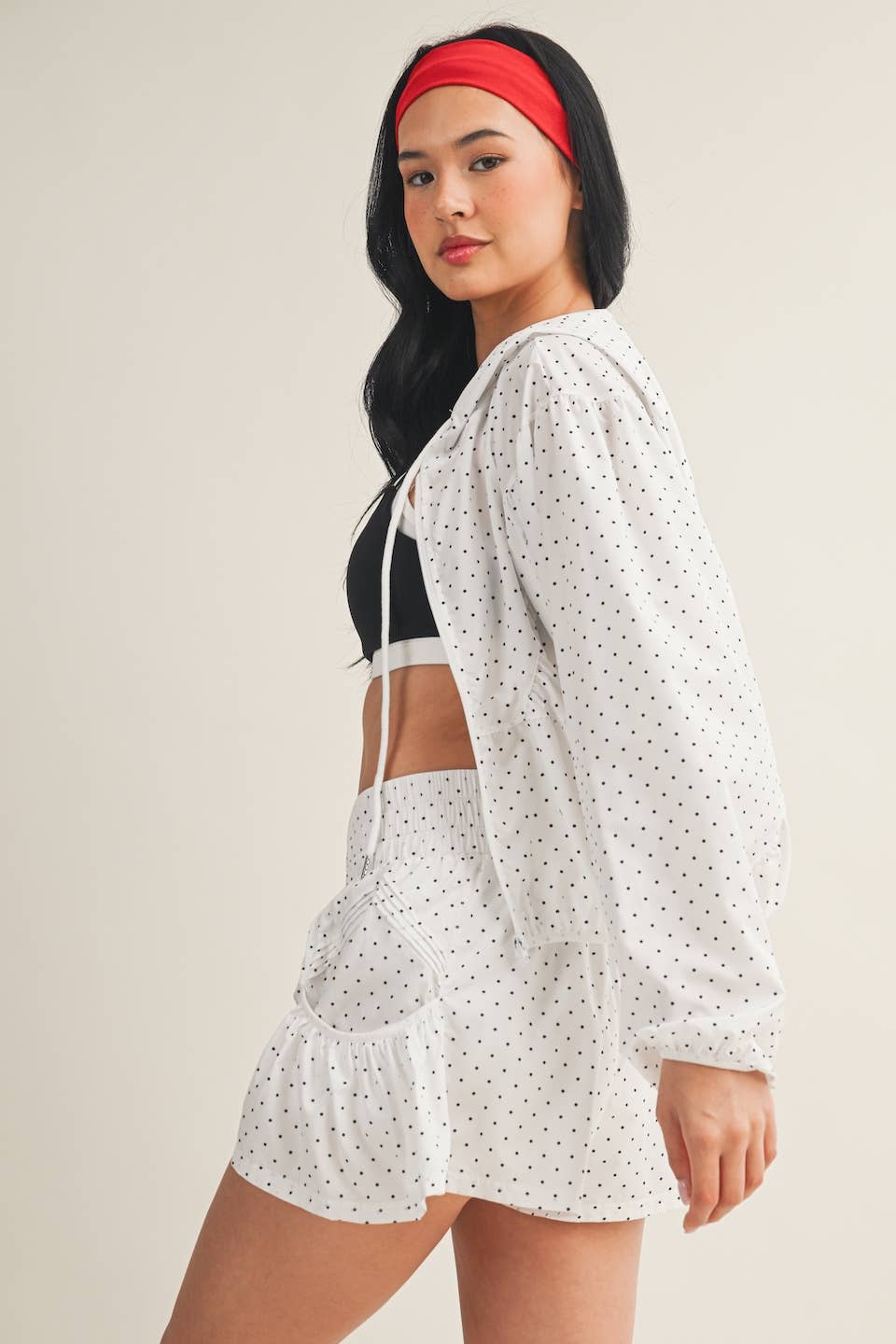 White Lightweight Polka Dot Print Jacket