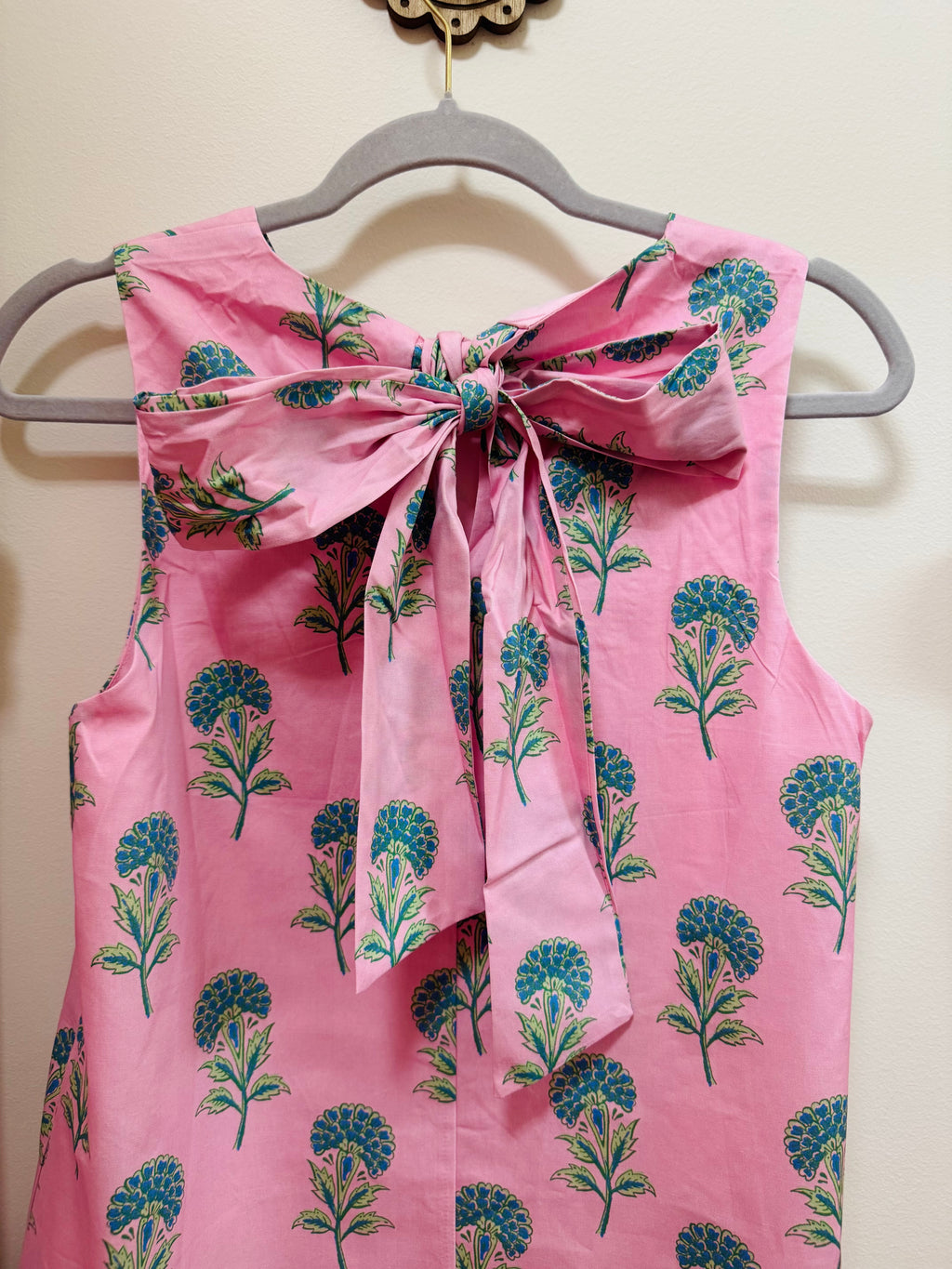 Pink Floral Back Tie Dress