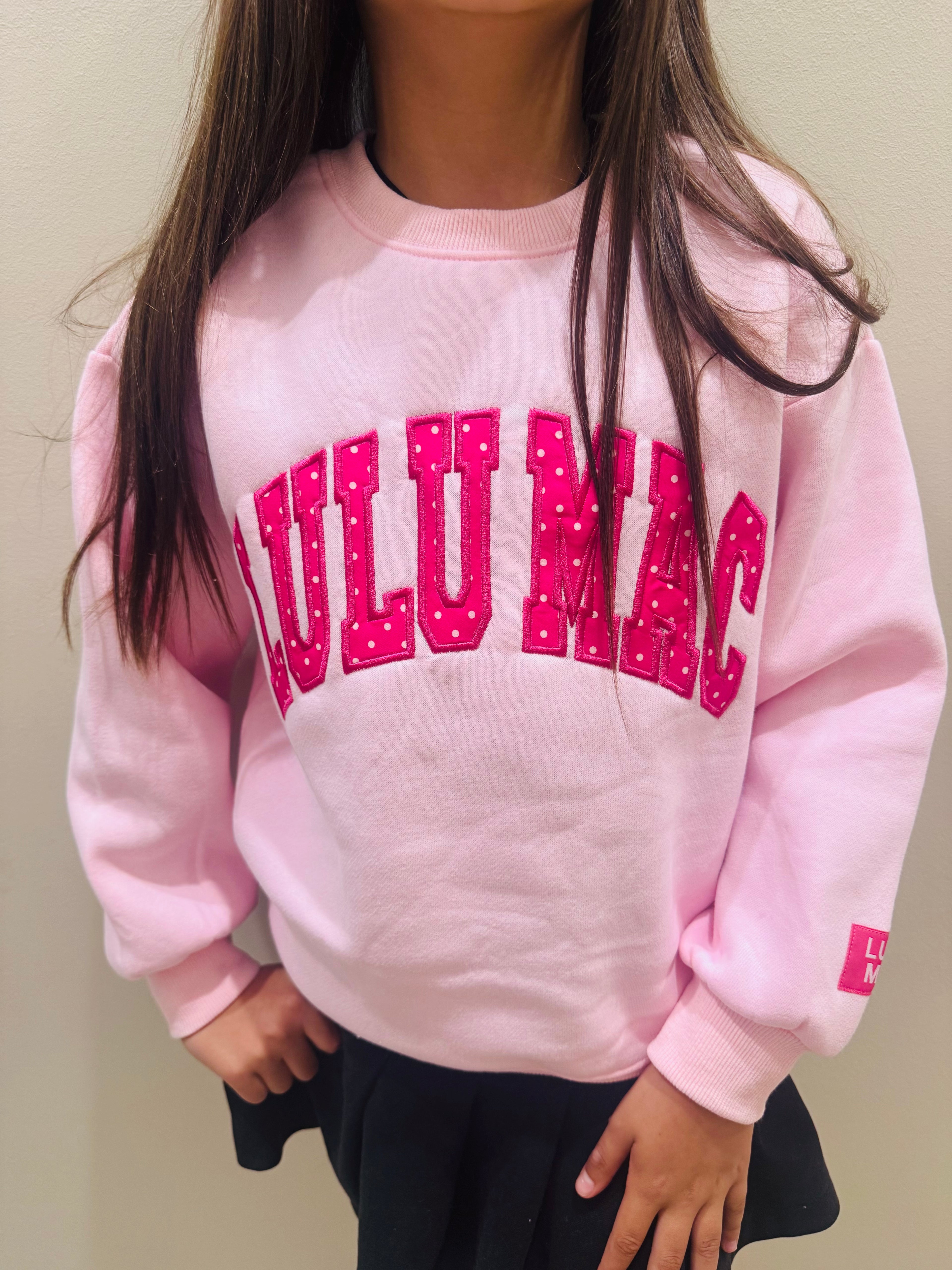 Pink Polka Dot Youth Lulu Mac Sweatshirt