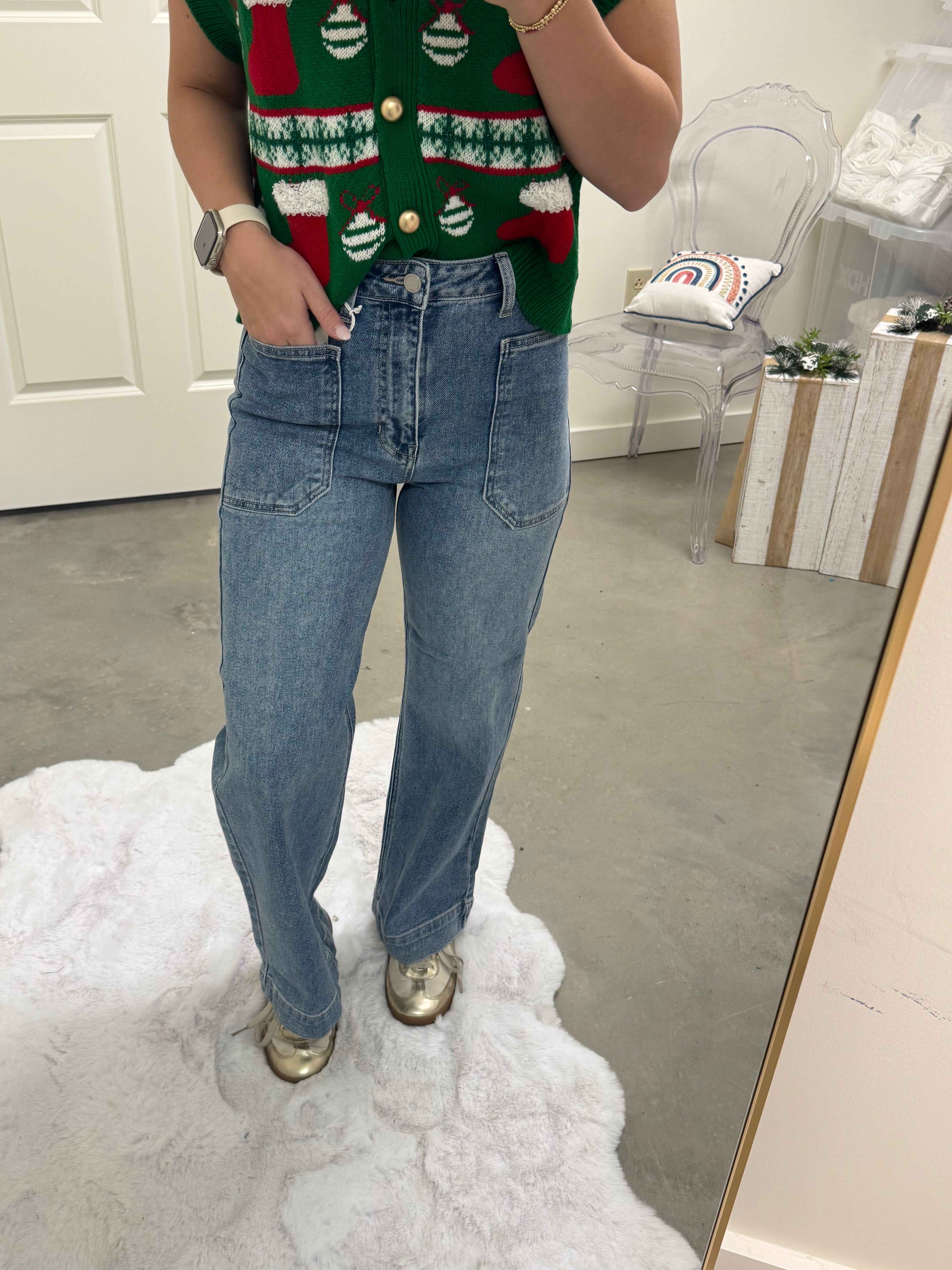 Becca Wide Leg Utility Jeans