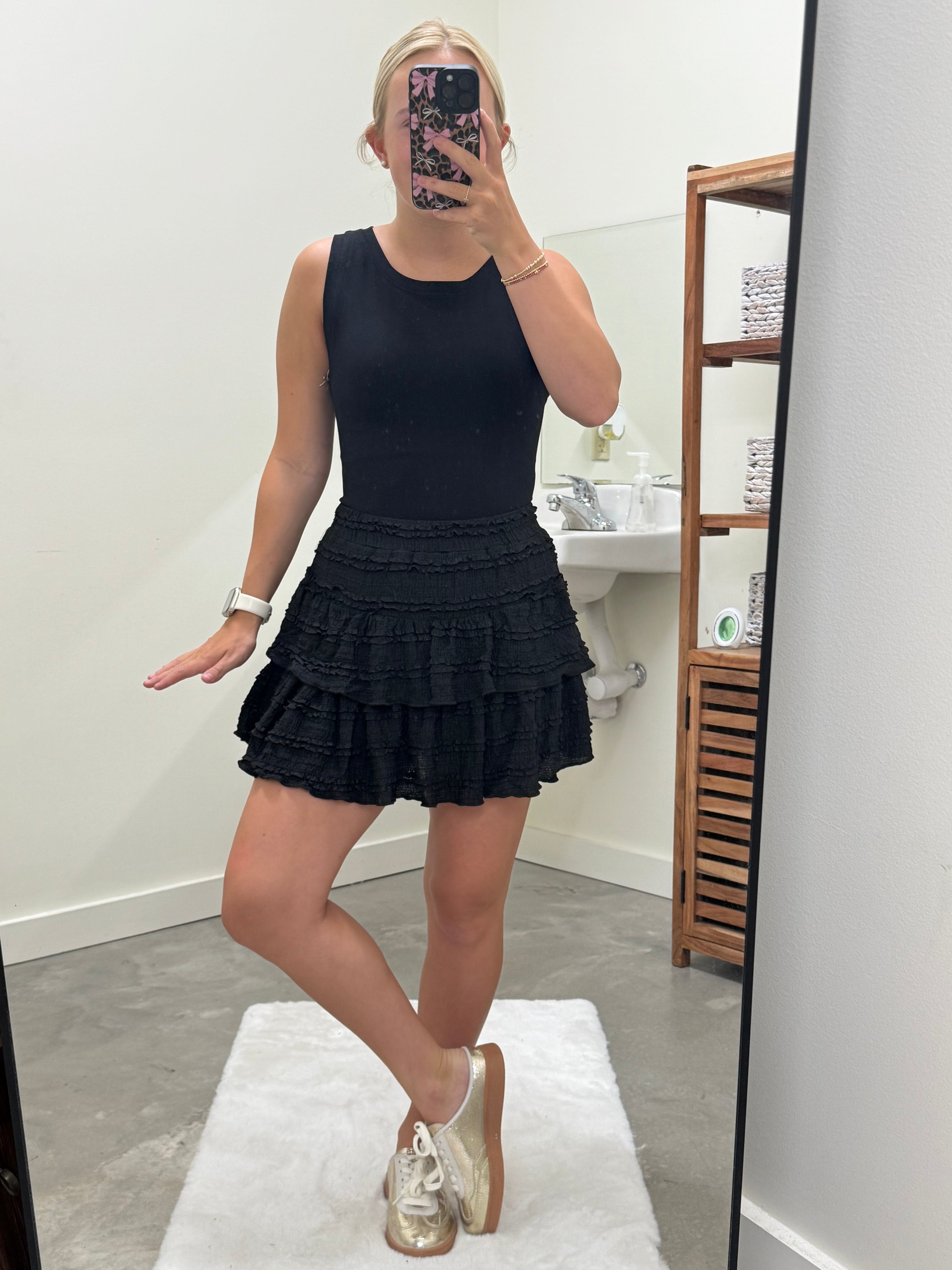 Black Layered Mini Skort