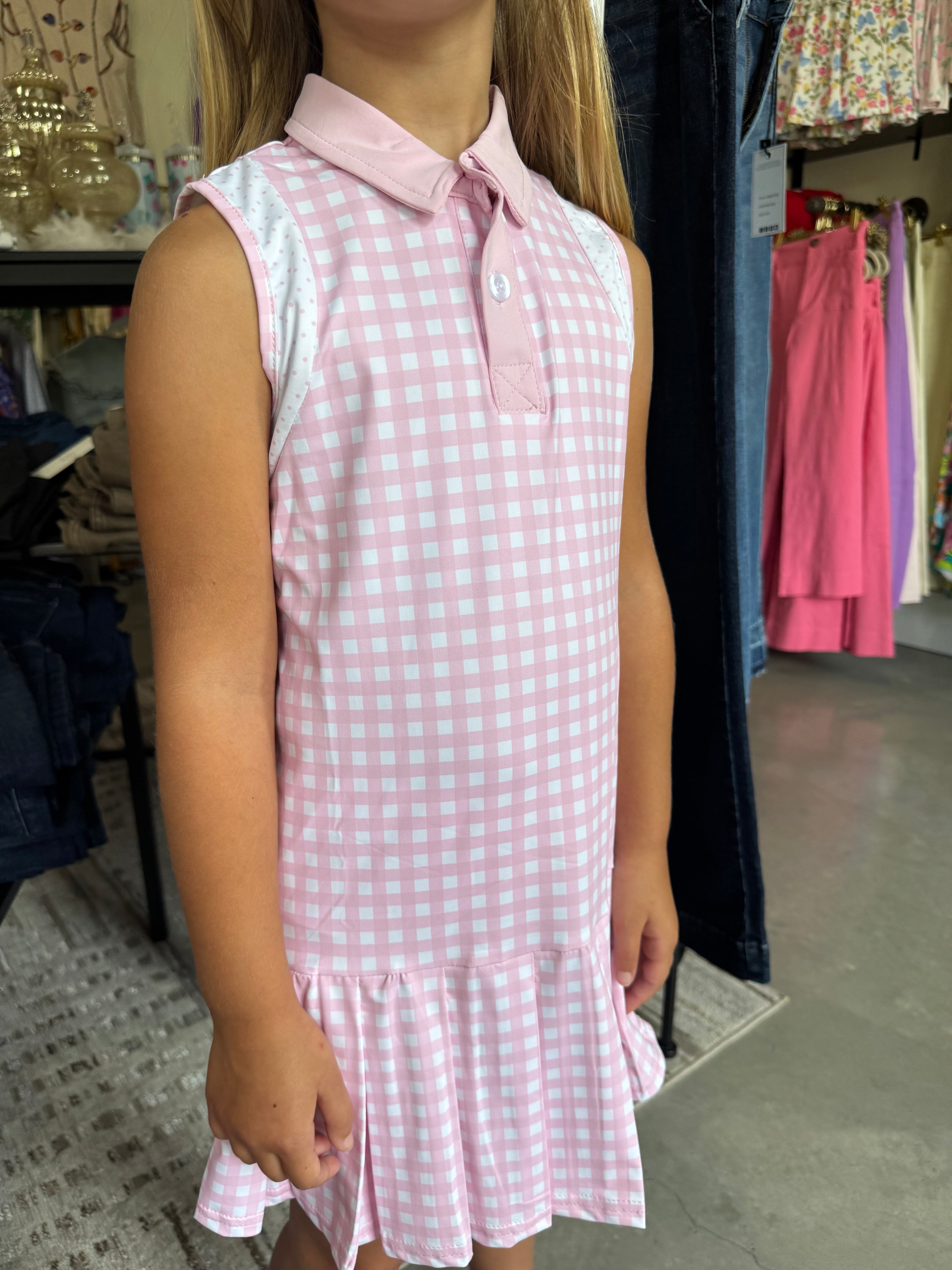 Pink Gingham Athletic Dress