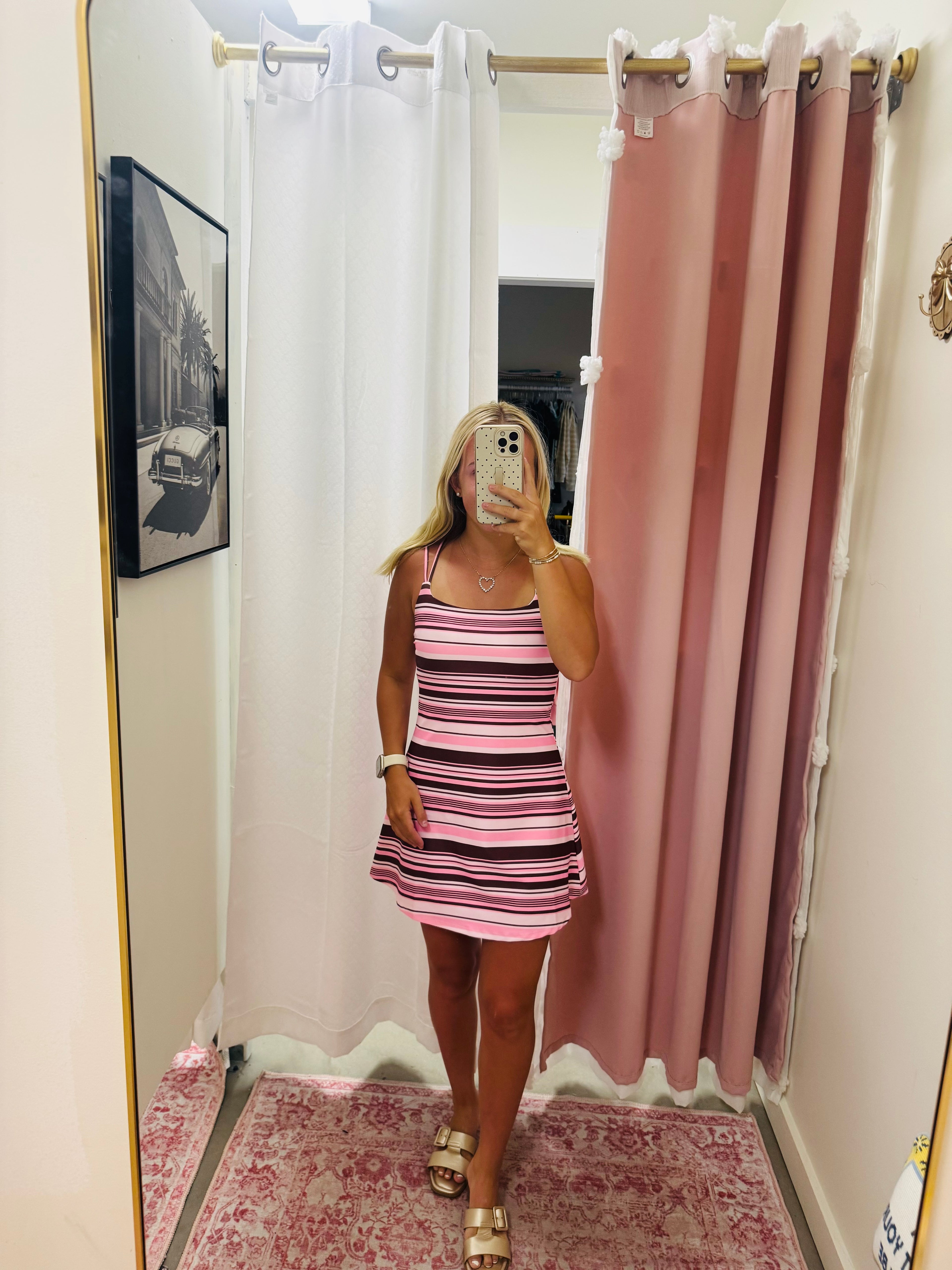 Brown and Pink Stripe Athletic Dress