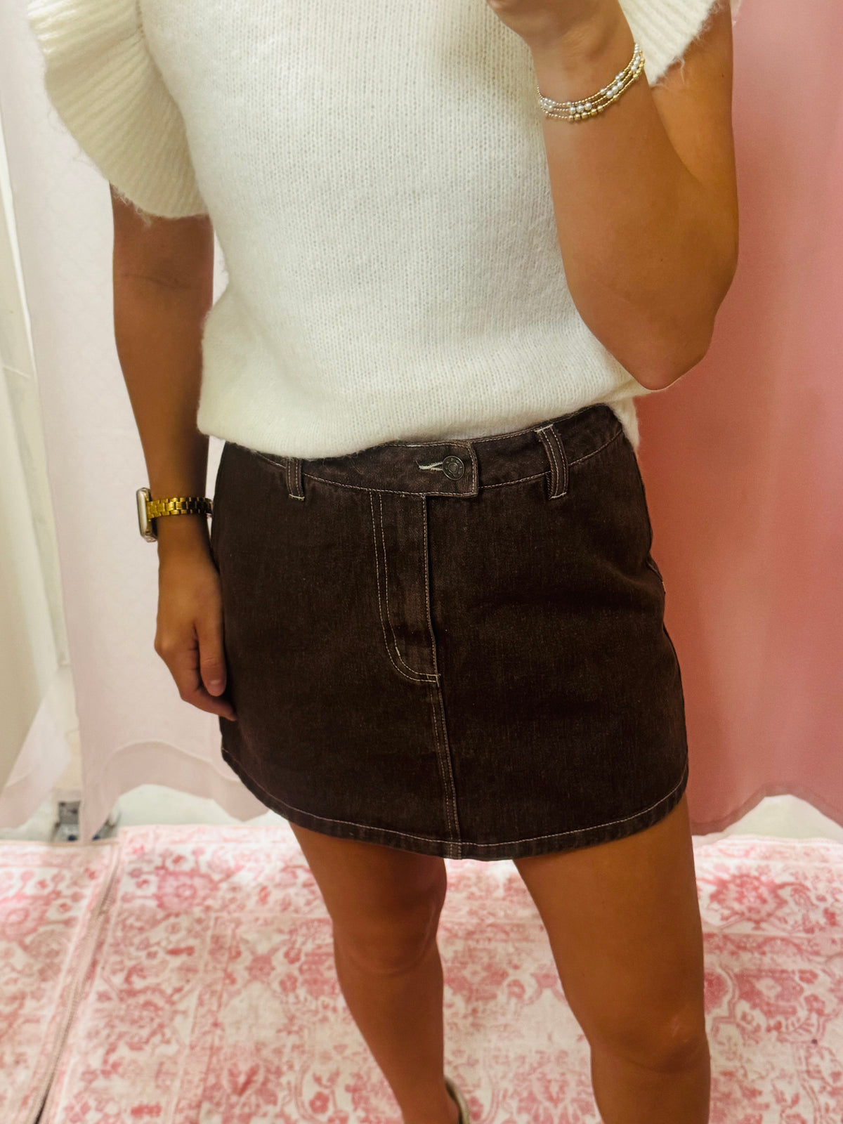 Brown Jean Skort