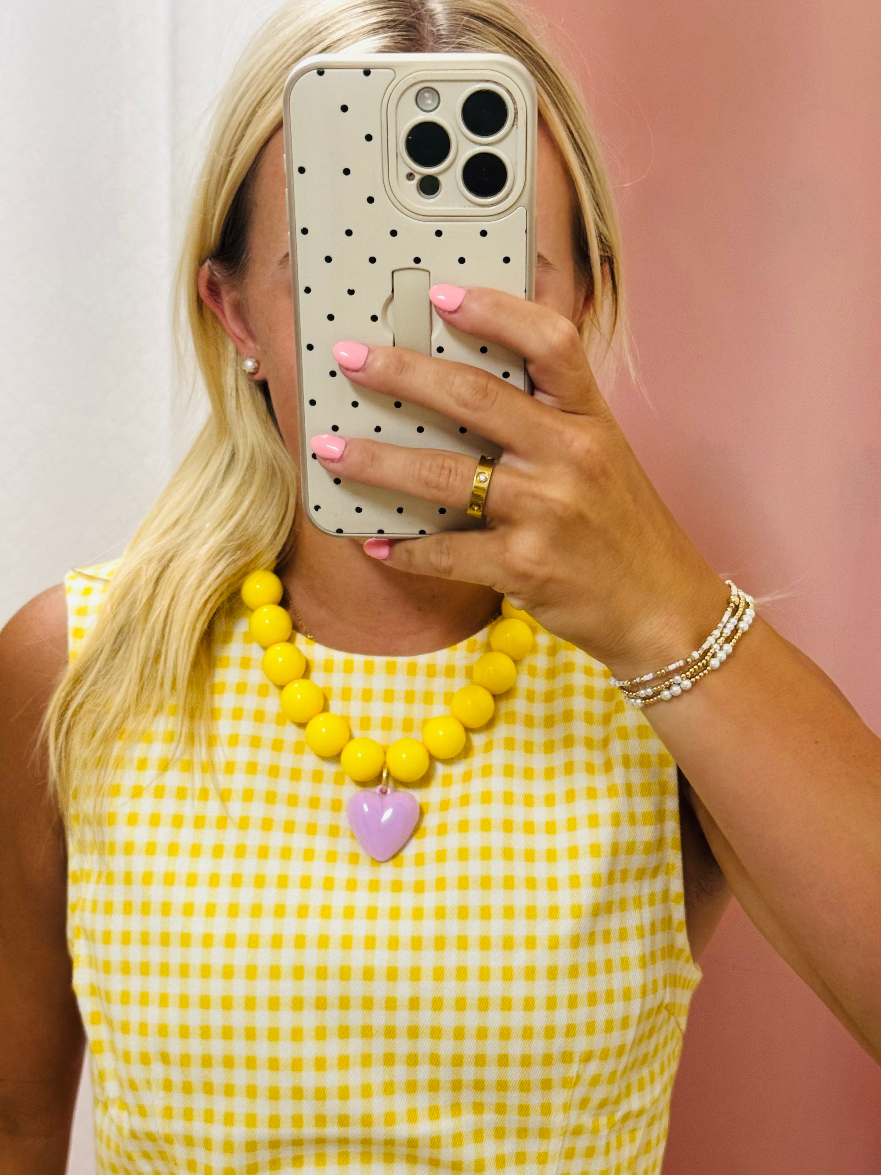 Yellow Chunky Heart Necklace