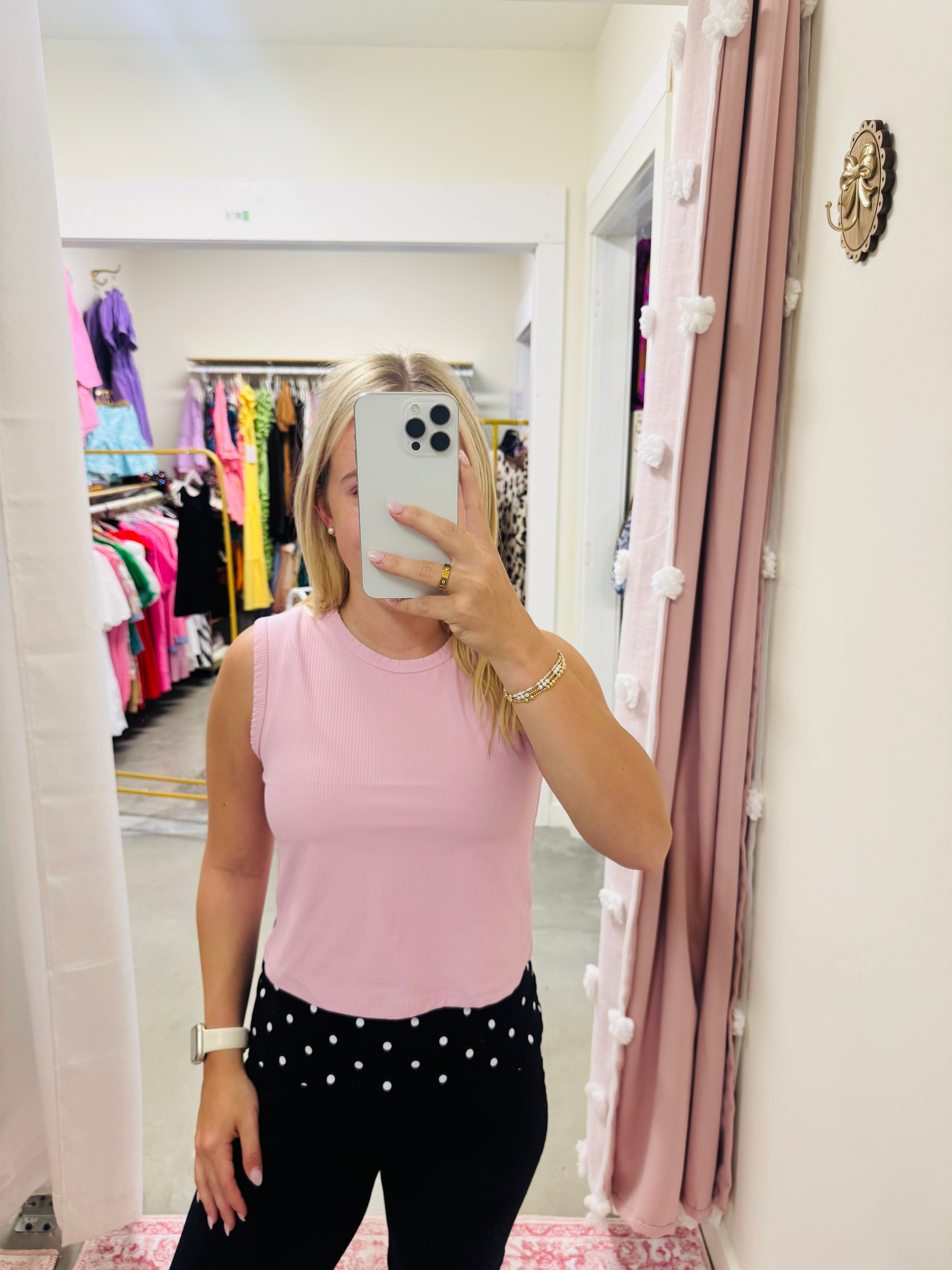 Baby Pink Ribbed Top