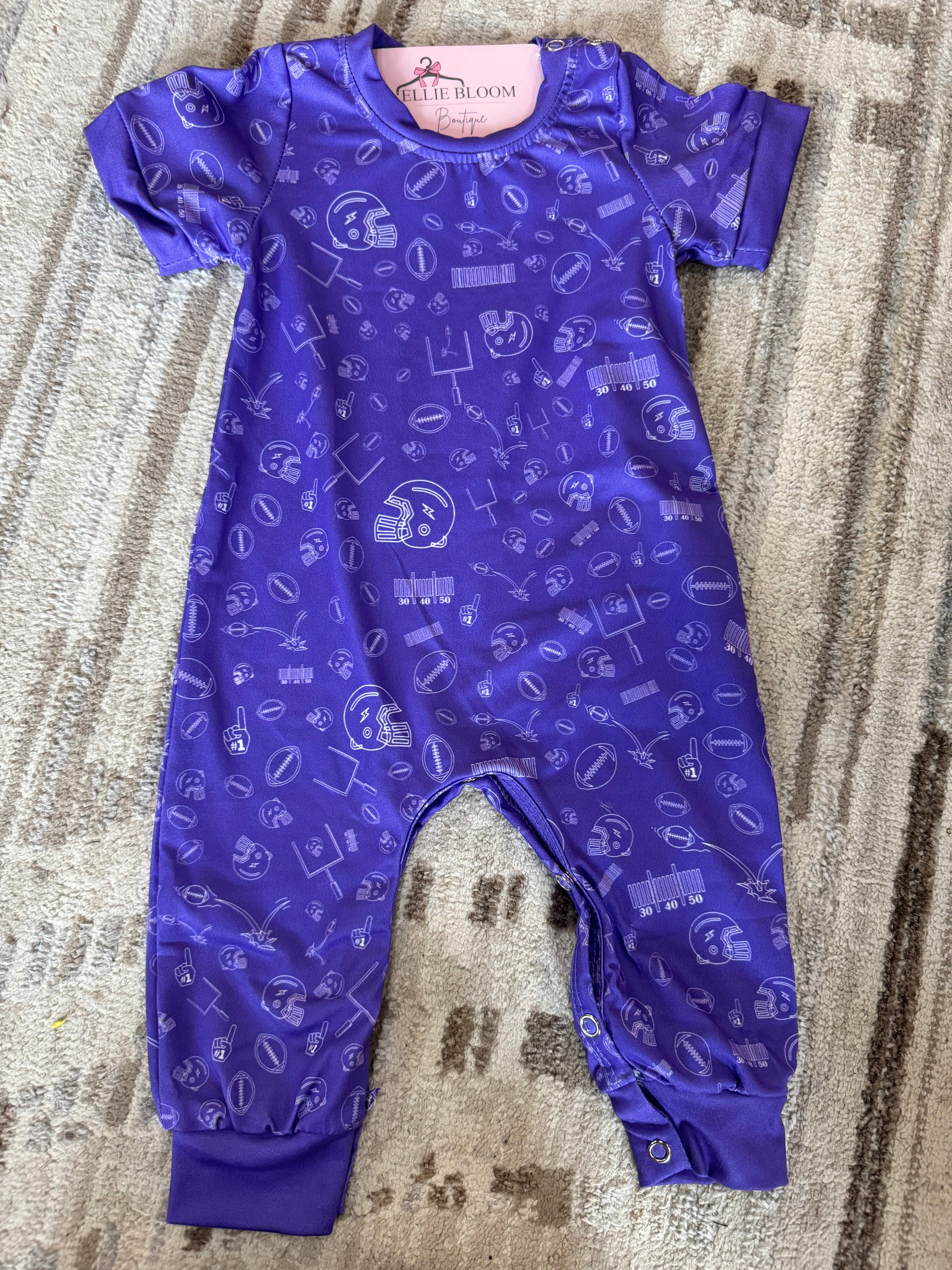 Purple Football Romper